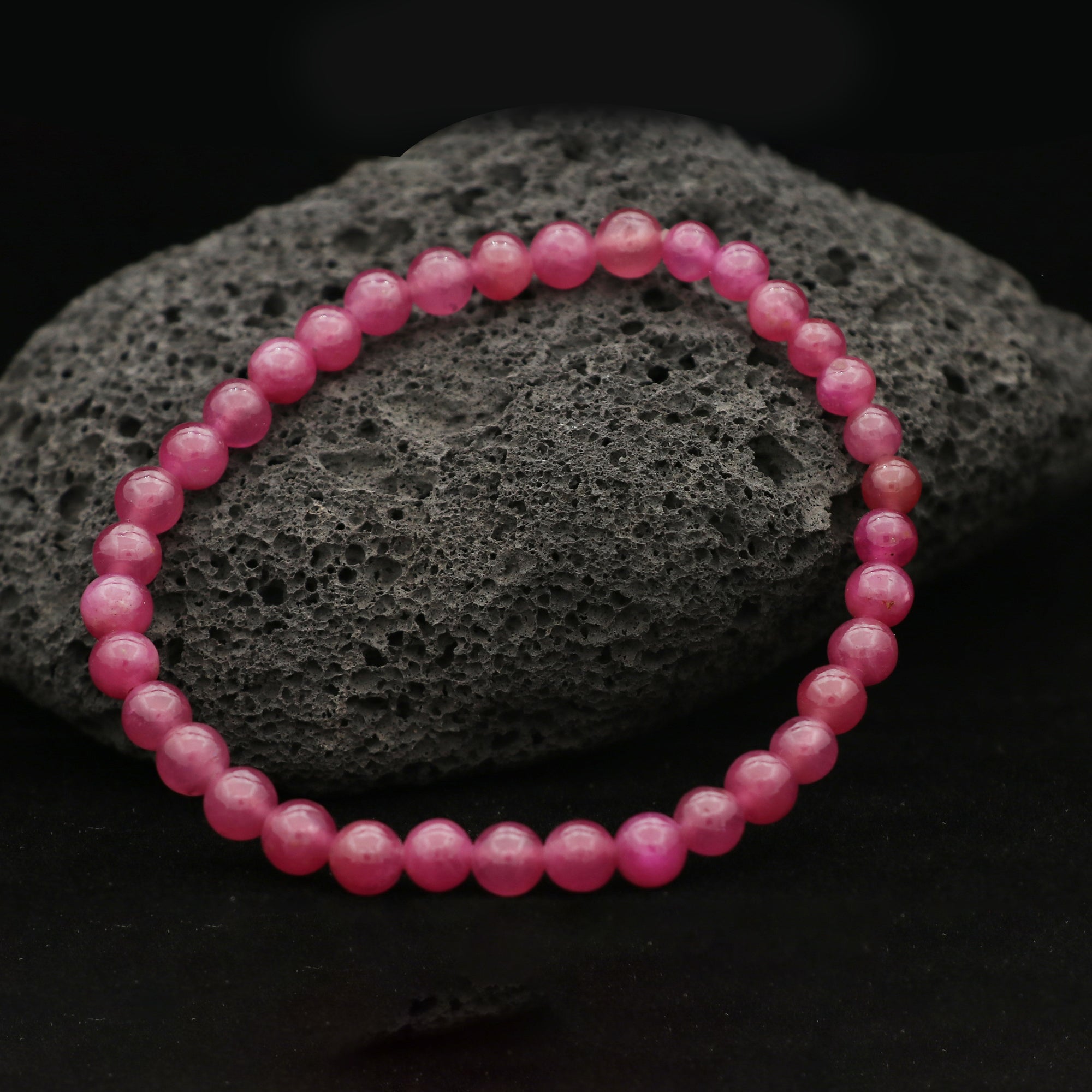 Natural Pink Sapphire Bracelet Round Plain Gemstone Beads Handmade 62 Ct