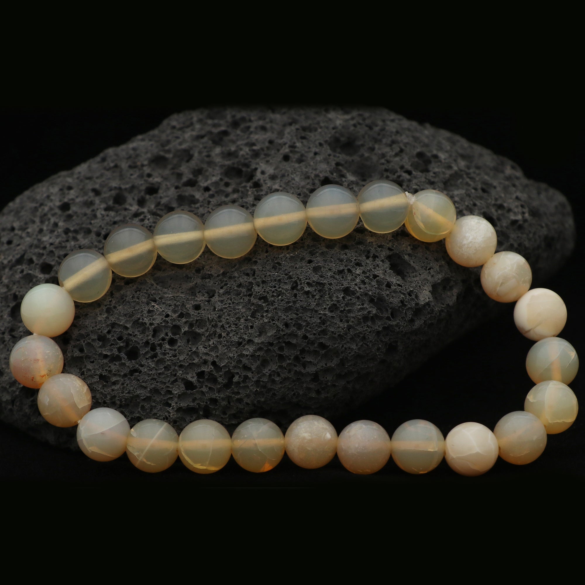 Australian Opal Gemstone Bracelet 8mm Round Beads 69 Ct Natural Handmade Jewelry