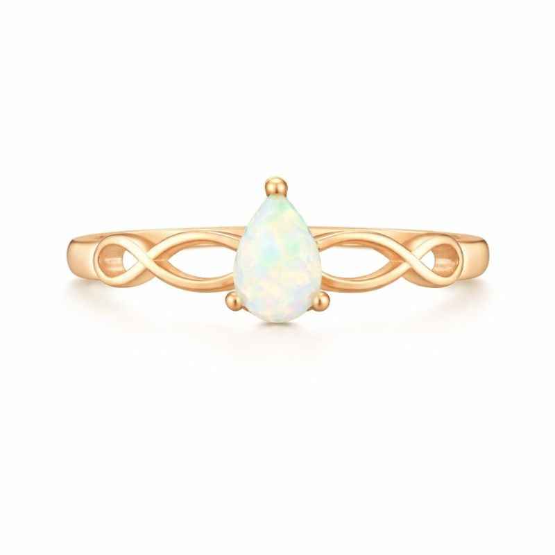 Pear Shape White Ethiopian Opal Ring 4x6mm Handmade 925 Sterling Silver Teardrop Jewelry for Women