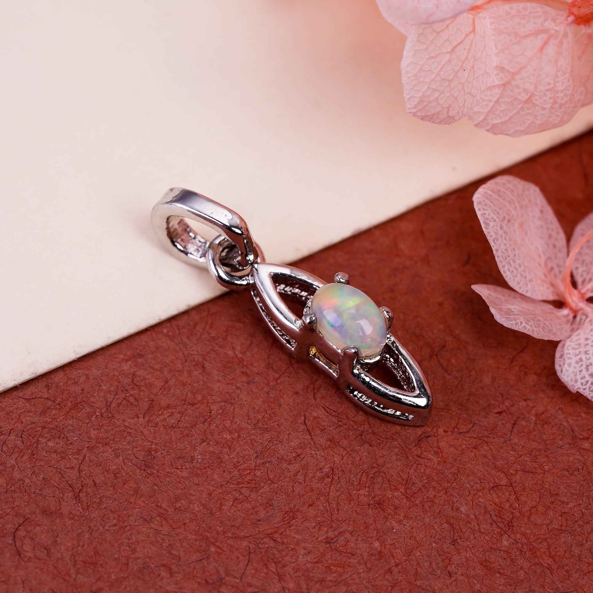 Opal Oval Pendant 3x5mm Gem Cabochon 925 Sterling Silver Color Flash Jewelry for Her