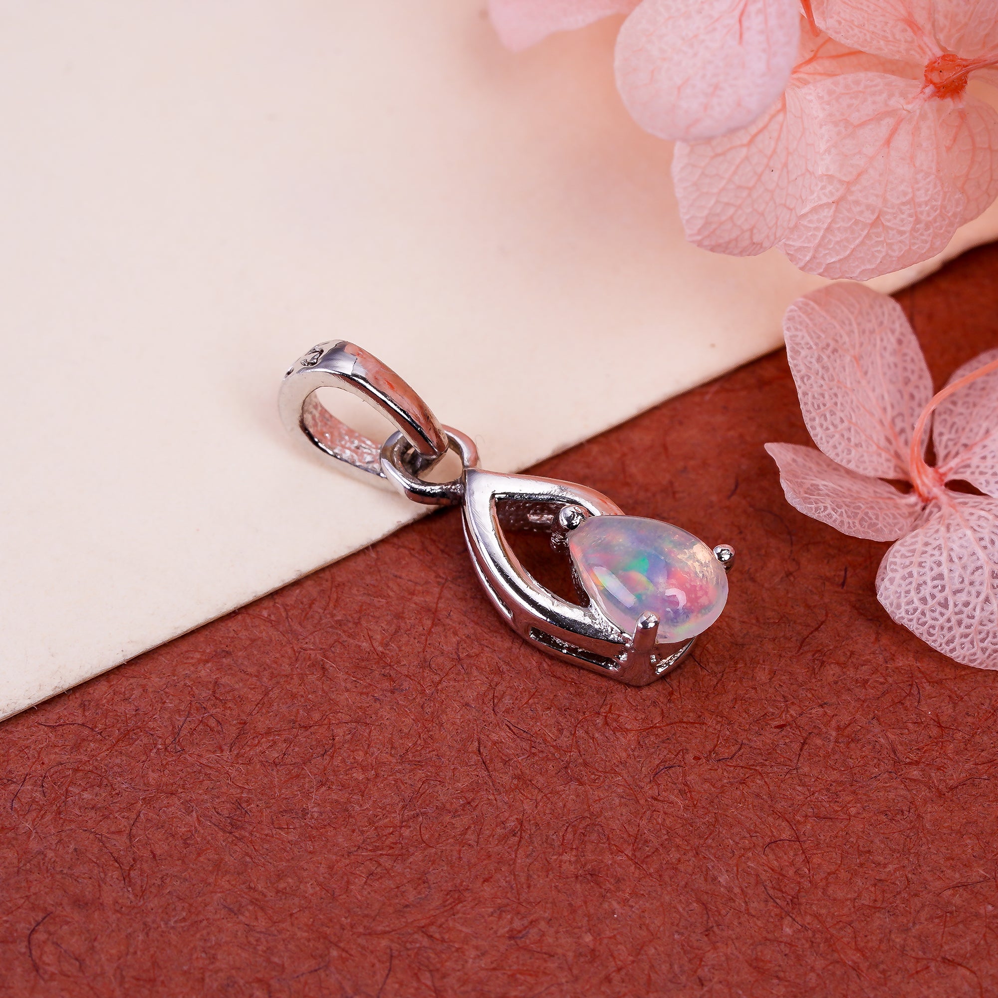 Sweetheart Opal Pendant 6x4mm Pear Cabochon 925 Sterling Silver Romantic Jewelry Anniversary Keepsake