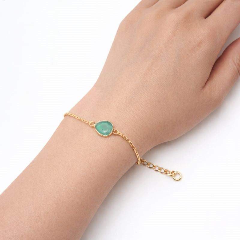 Lustrous Emerald Rose Cut Bracelet in 925 Sterling Silver