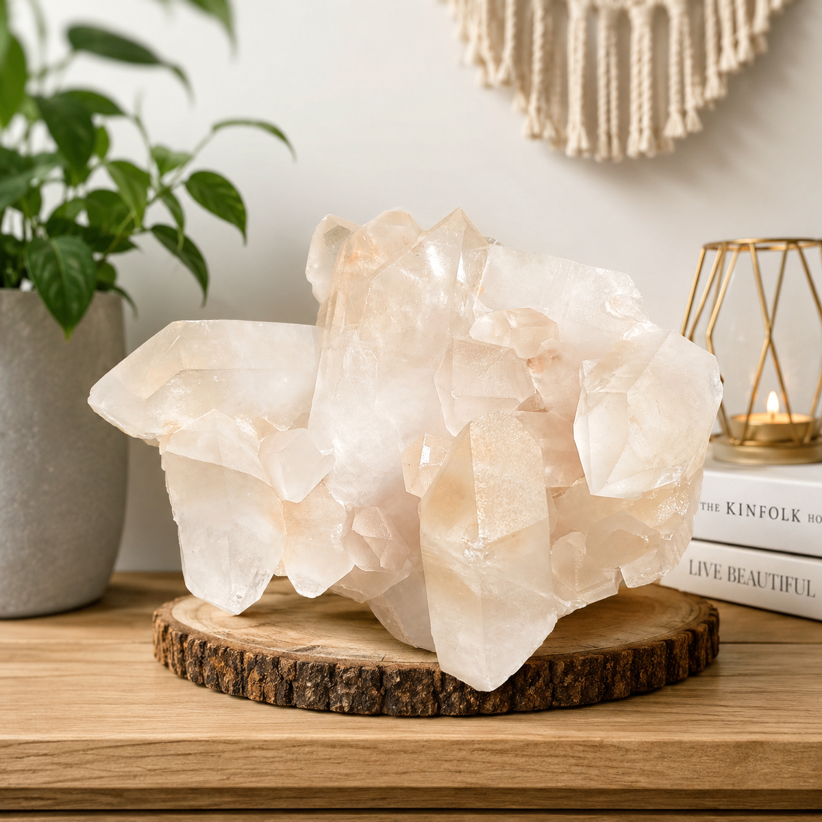 Natural Himalayan Pink Quartz Cluster Raw Mineral Specimen