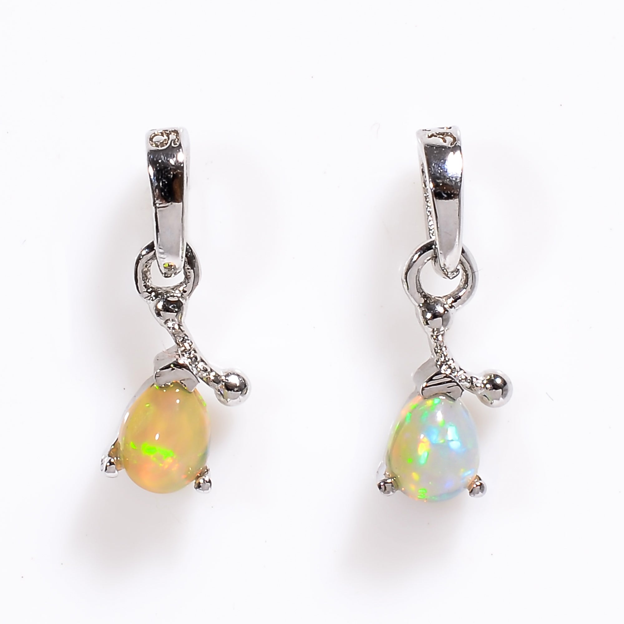 Himalya Quartz opal pendant necklace featuring a pear-shaped October birthstone in 925 sterling silver.