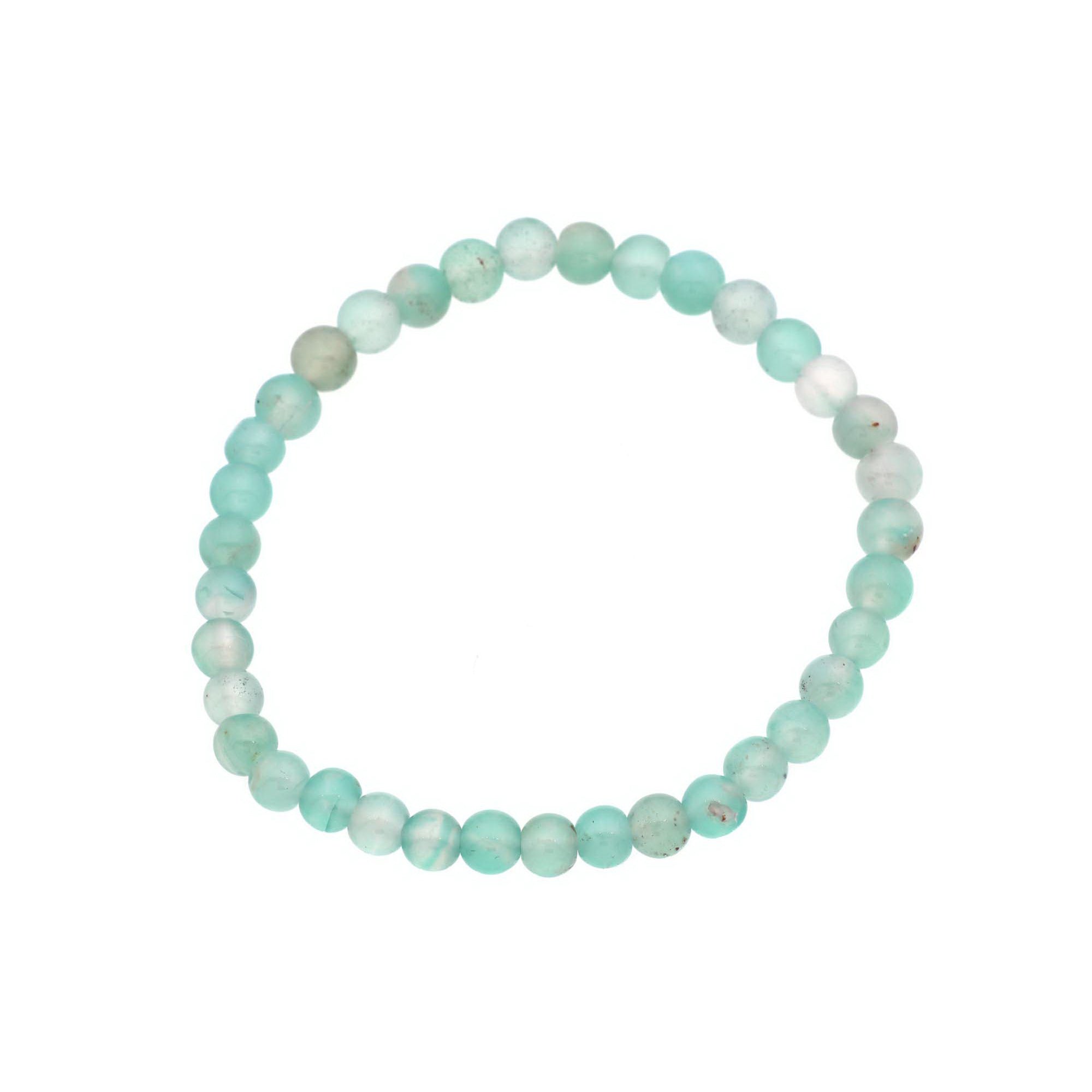 Delicate Aqua Chalcedony Bracelet Natural Round Gemstone Beads 48 Ct
