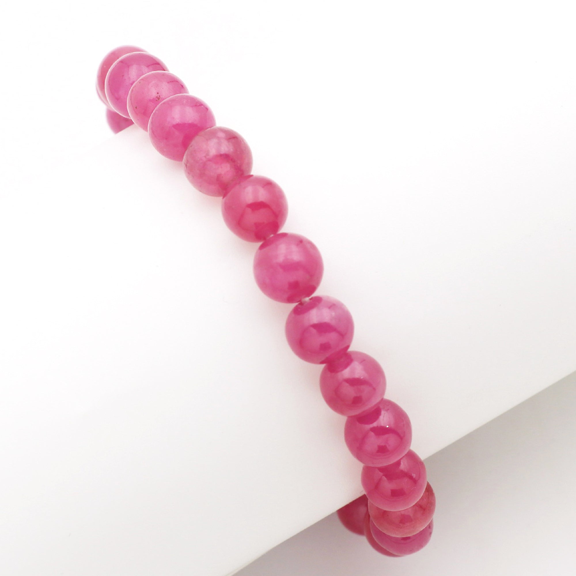 Natural Pink Sapphire Bracelet Round Plain Gemstone Beads Handmade 89 Ct