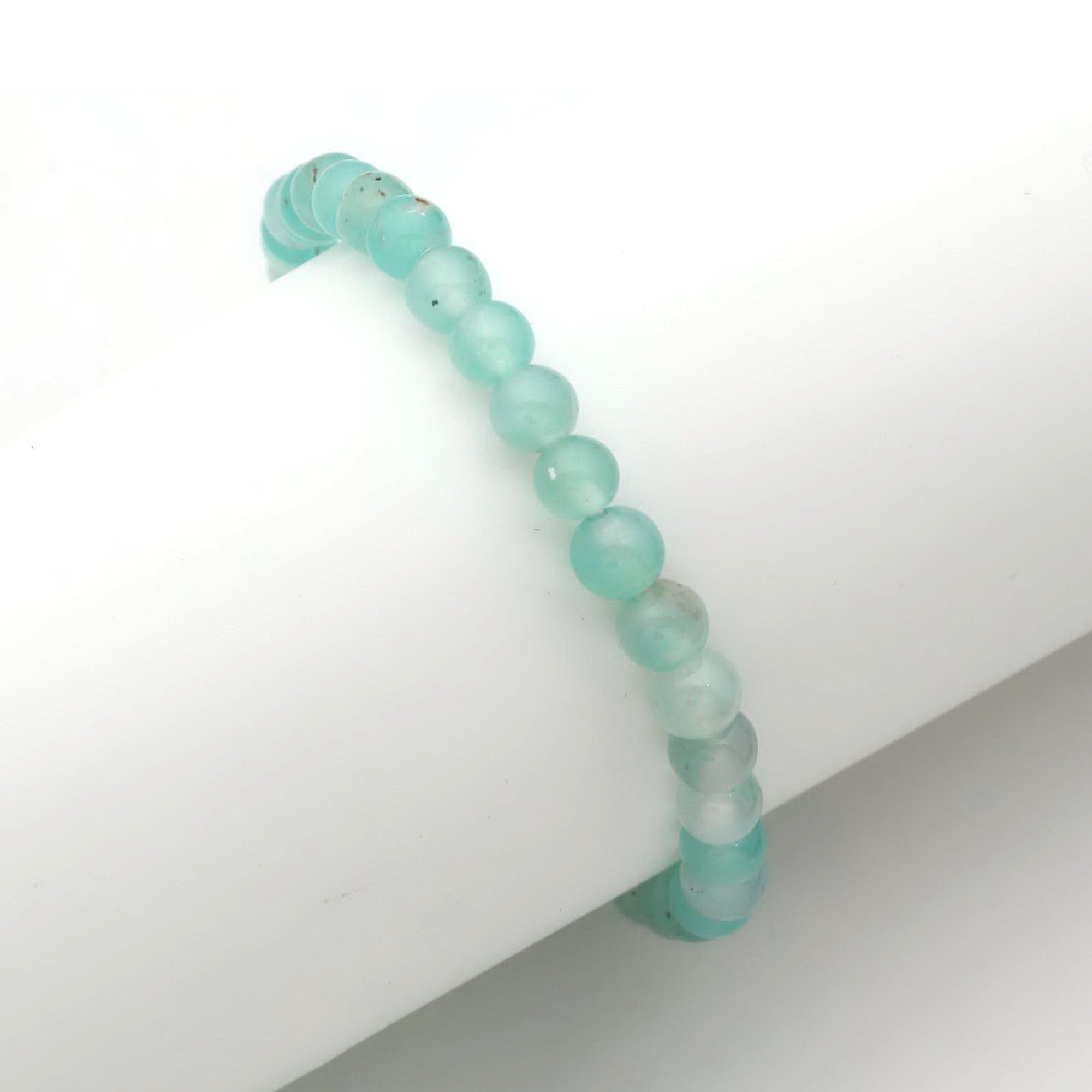 Delicate Aqua Chalcedony Bracelet Natural Round Gemstone Beads 48 Ct