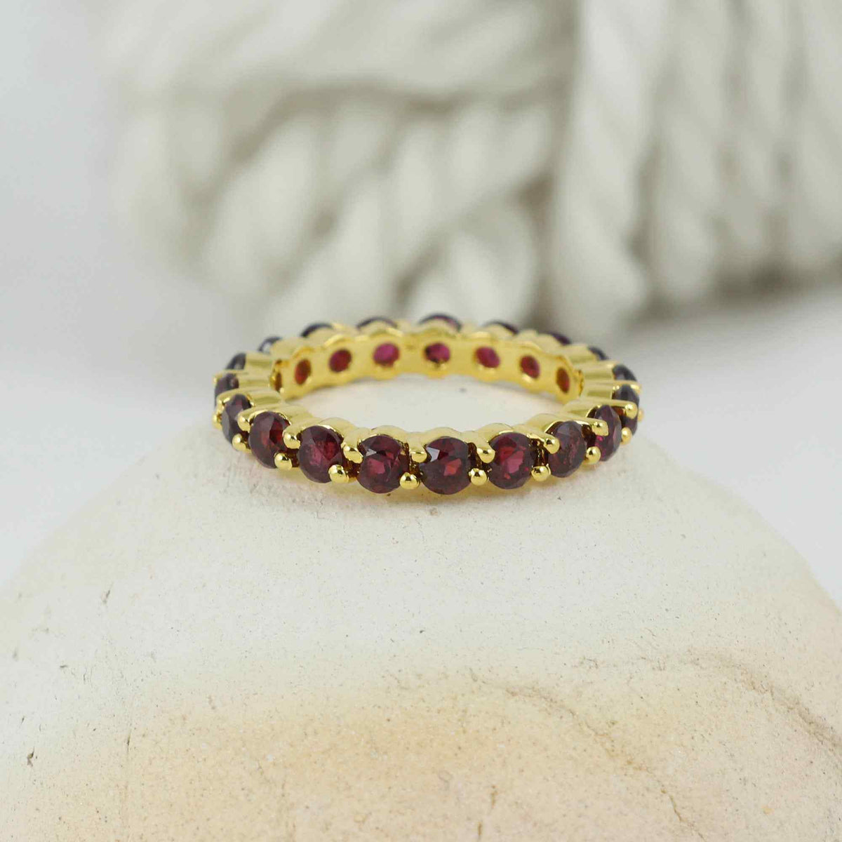 Natural Garnet 3mm Round Cut Ring 925 Sterling Silver Handmade Red Gemstone Solitaire Ring