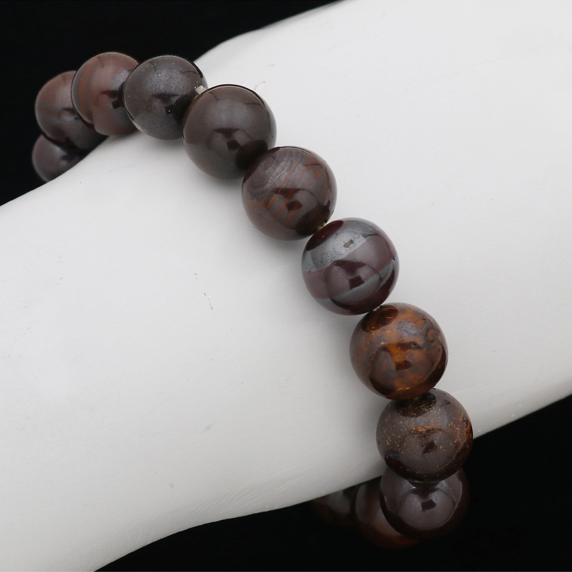 Natural Boulder Opal Polished Round Bead Bracelet Handmade Jewelry 195 Ct