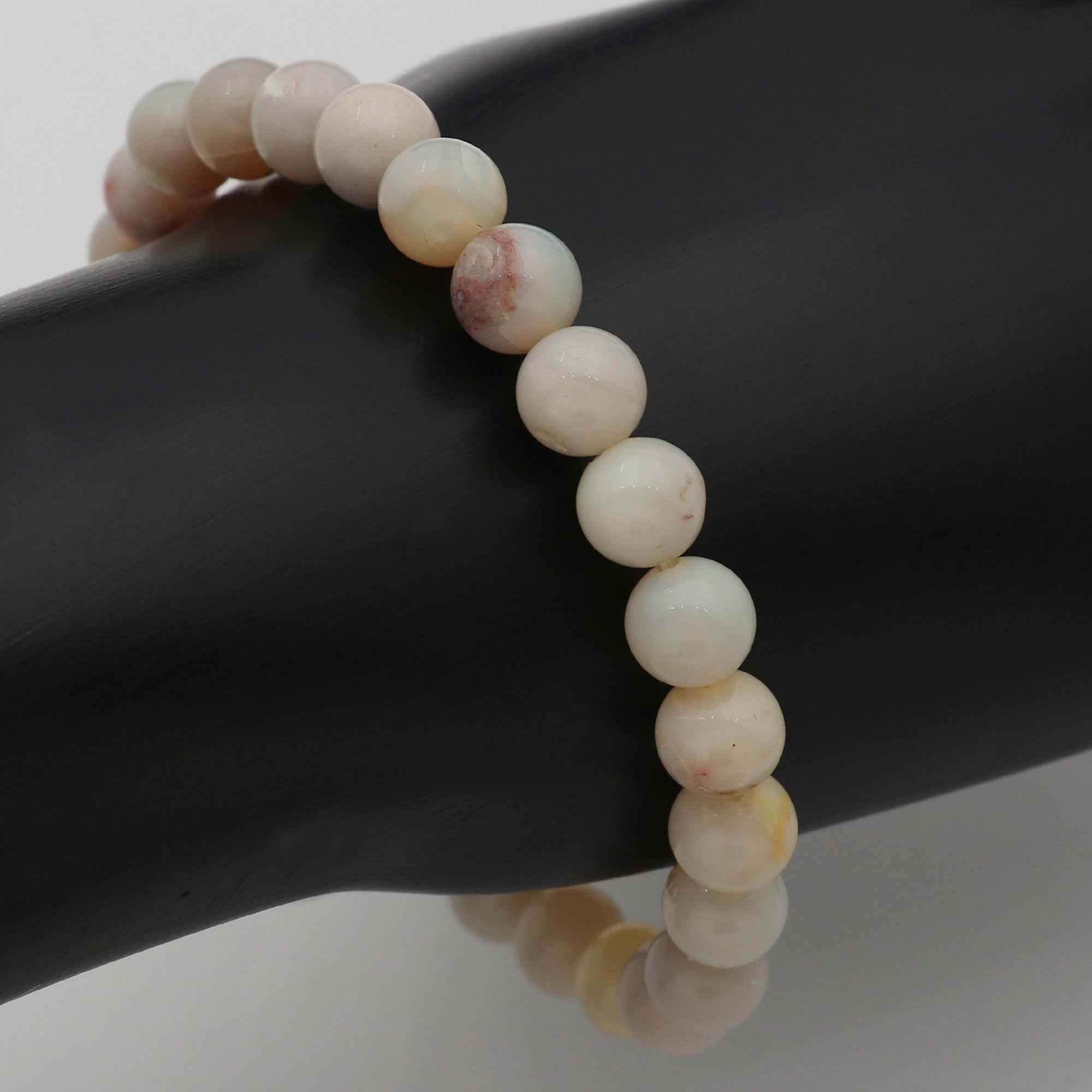 Natural Australian Opal Bracelet 70 Ct Polished Round Beads Handmade Jewelry