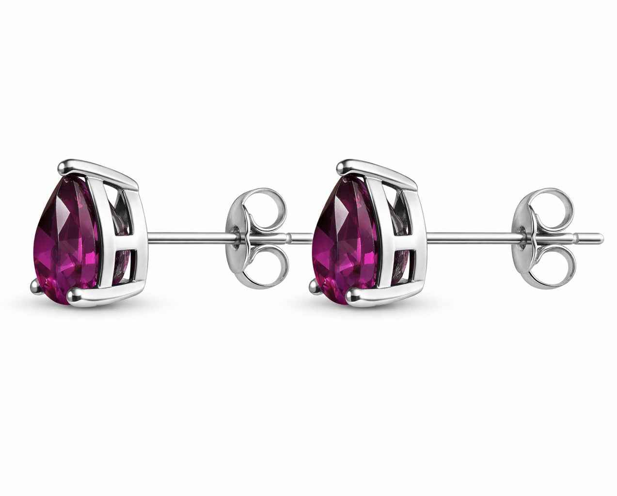 Rhodolite Garnet Stud Earrings in 925 Sterling Silver, Natural Rhodolite Cut Studs, Minimalist Gemstone Earrings