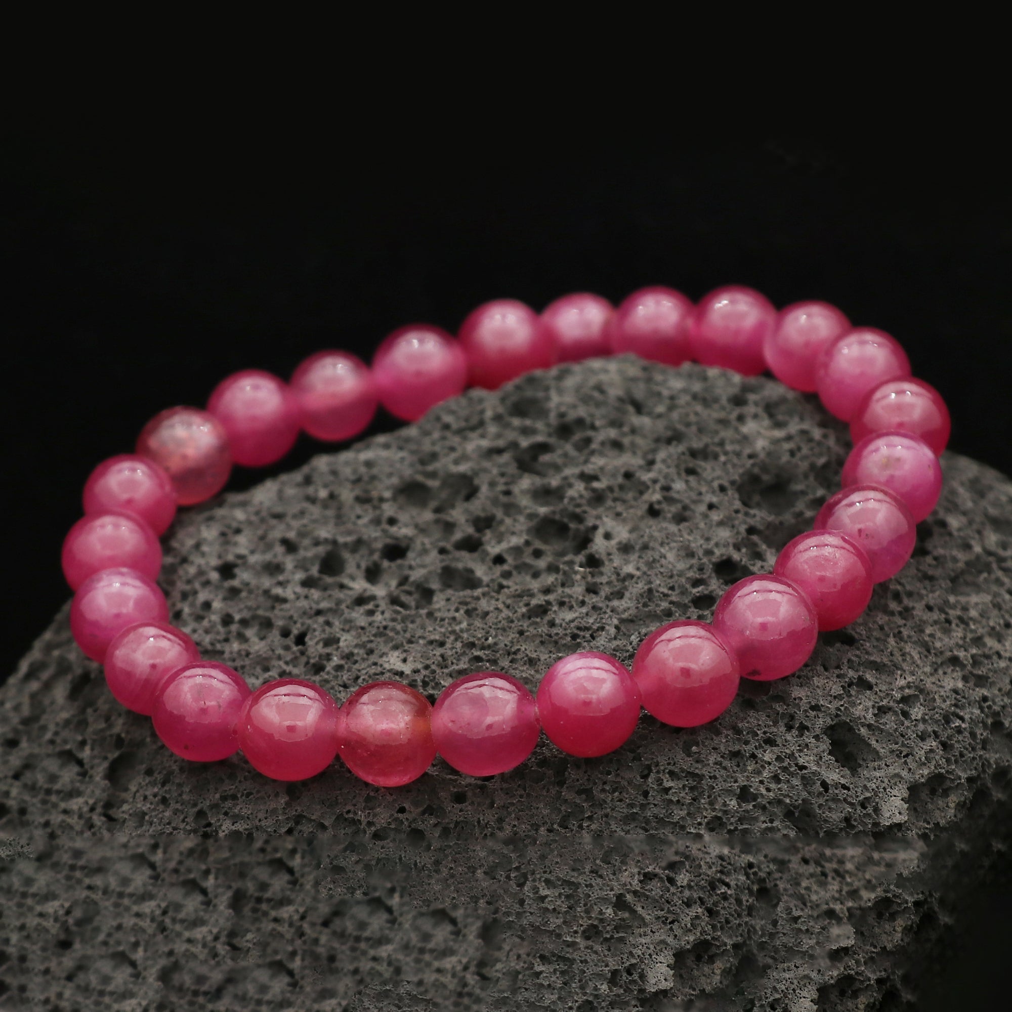 Natural Pink Sapphire Bracelet Round Plain Gemstone Beads Handmade 89 Ct