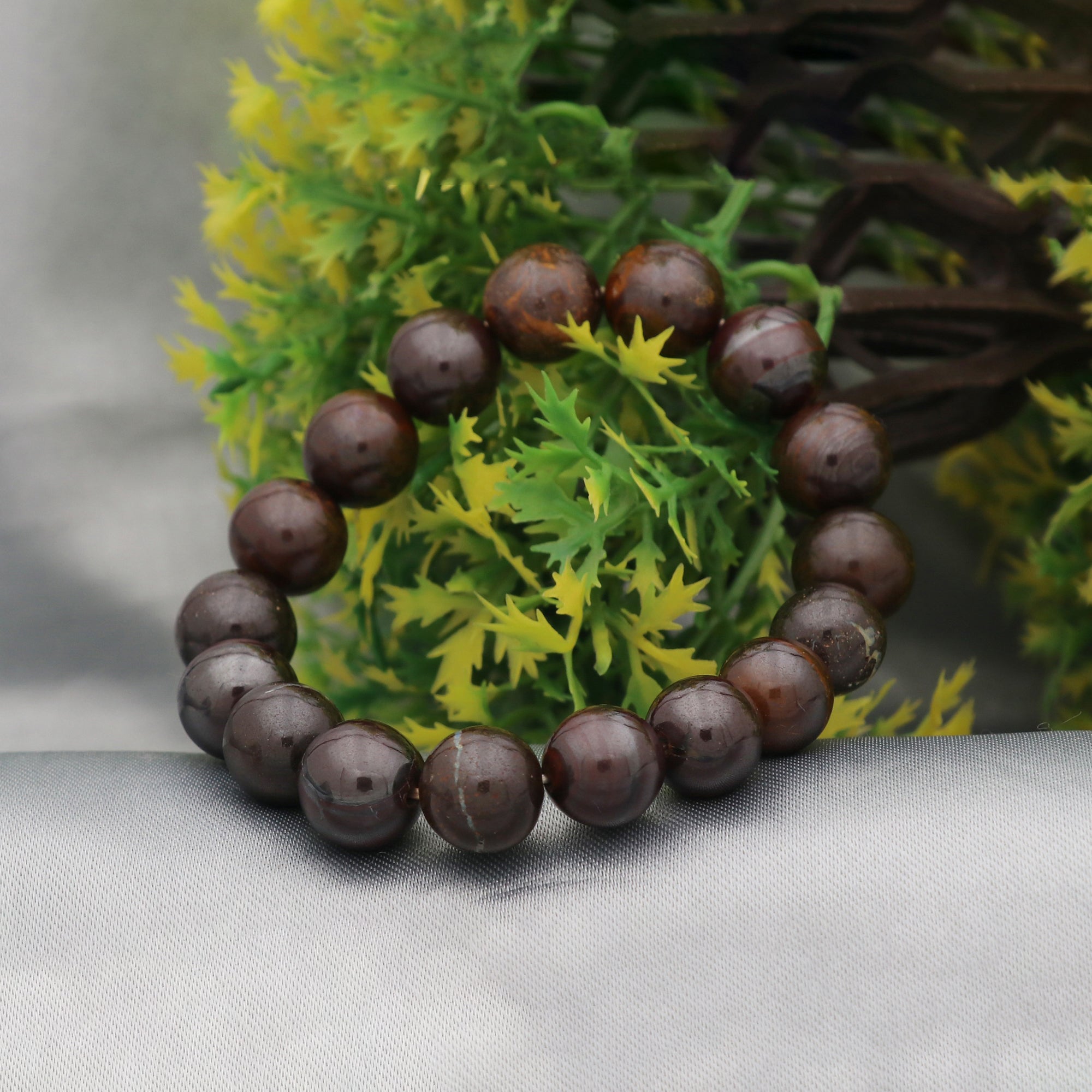 Natural Boulder Opal Polished Round Bead Bracelet Handmade Jewelry 195 Ct
