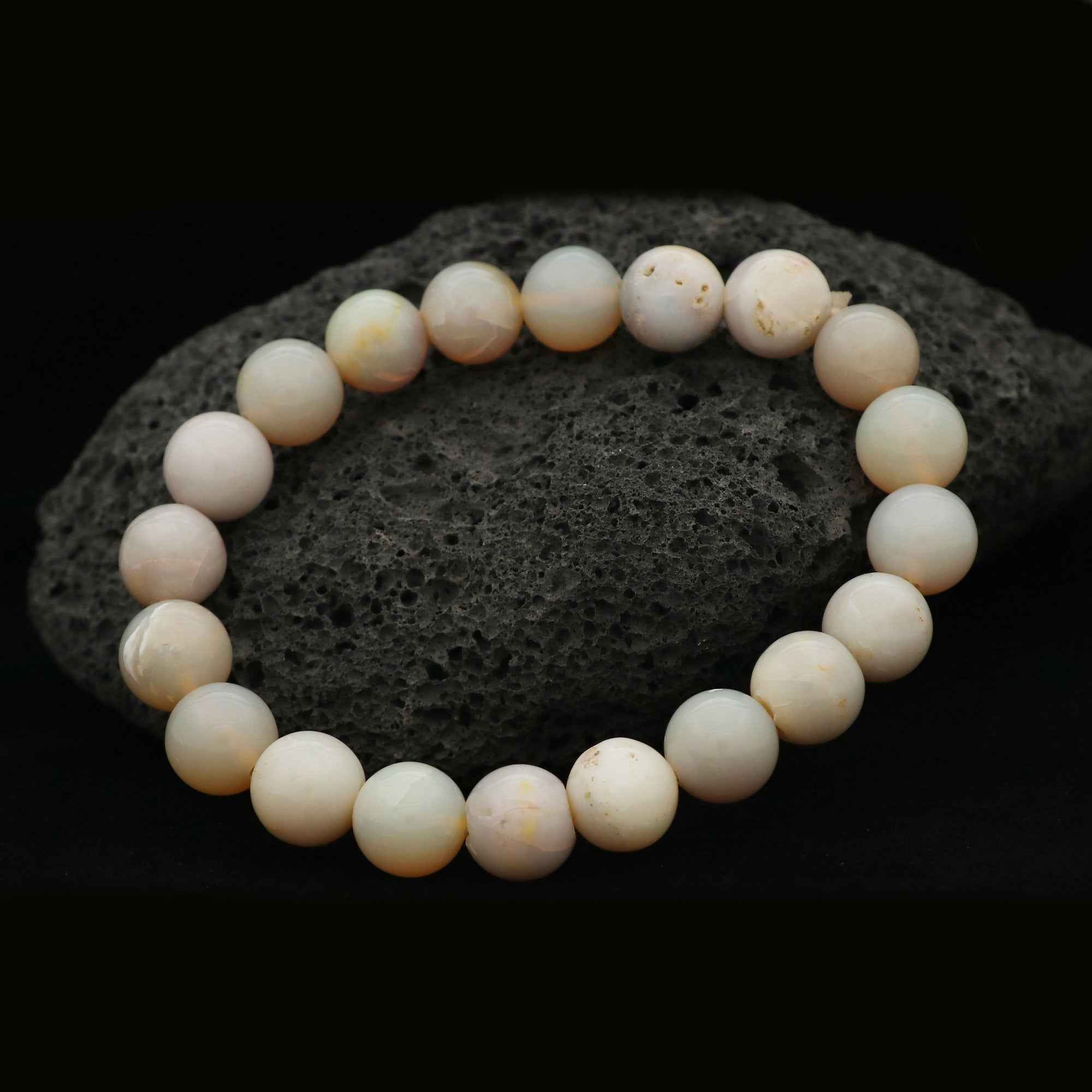 Australian Opal Round Bead Bracelet 9.3–9.8mm Natural Handmade Jewelry 100 Ct