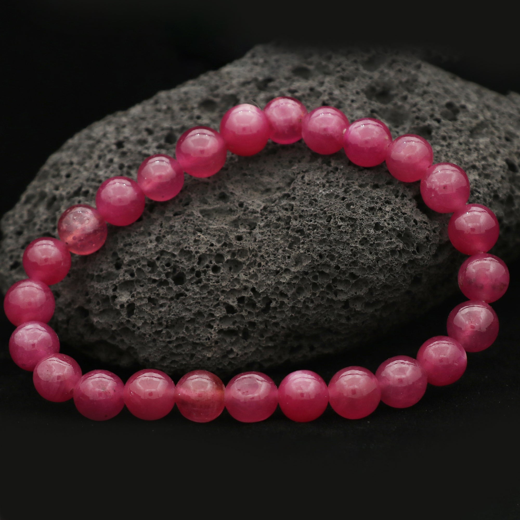 Natural Pink Sapphire Bracelet Round Plain Gemstone Beads Handmade 89 Ct