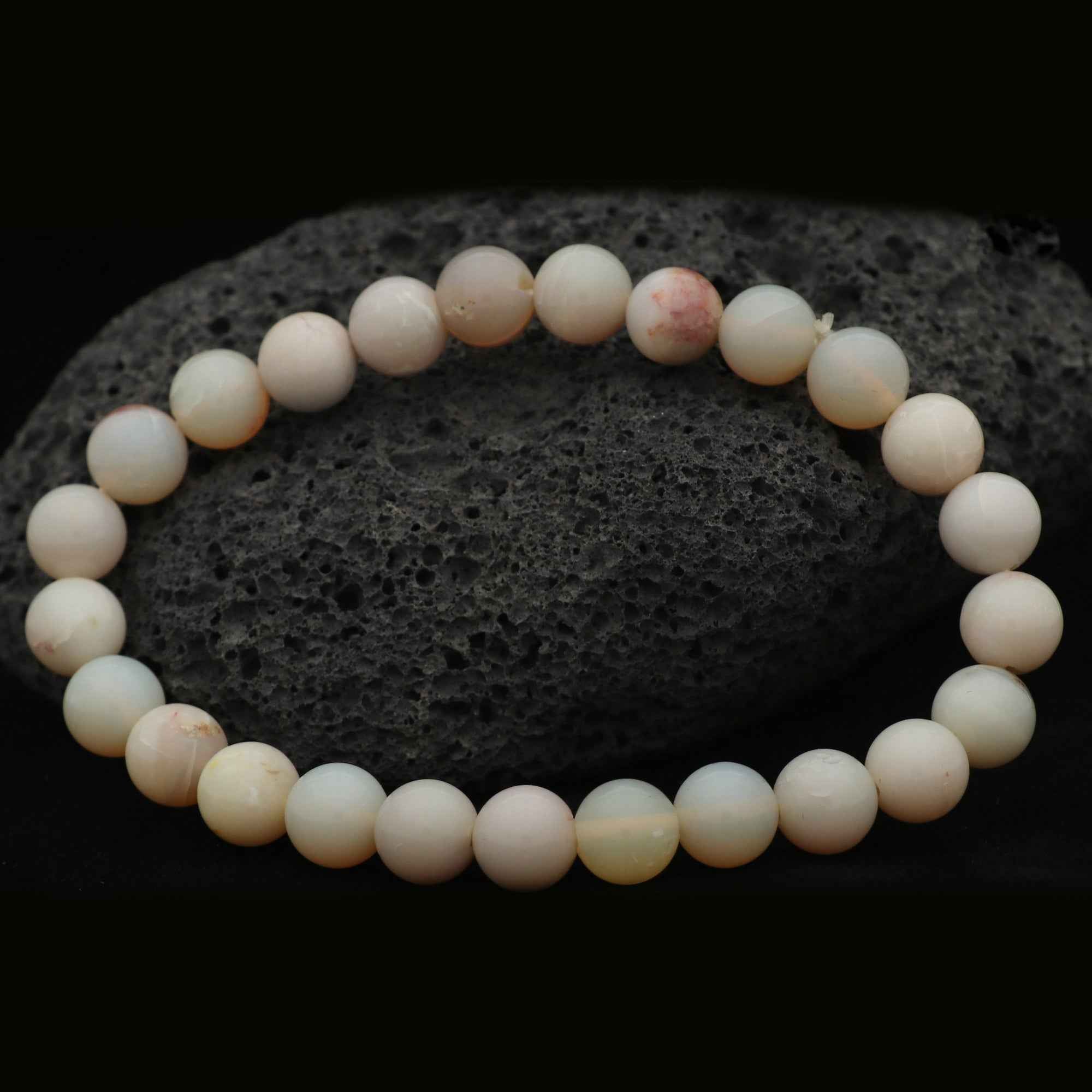 Natural Australian Opal Bracelet 70 Ct Polished Round Beads Handmade Jewelry