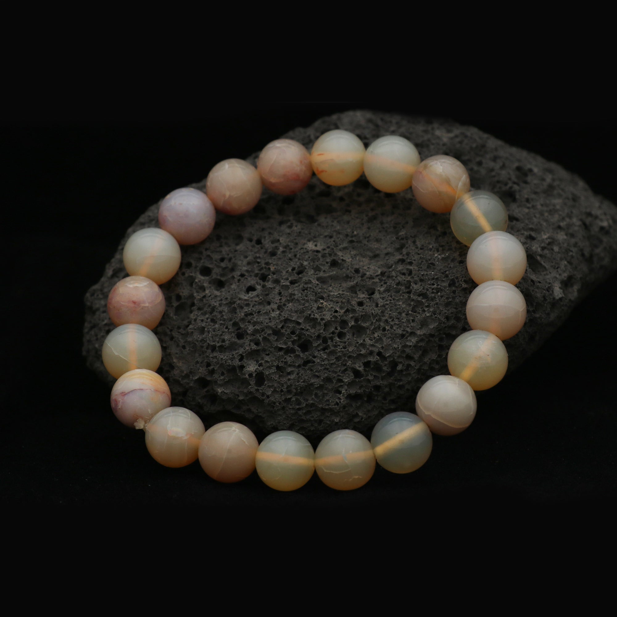 Smooth Australian Opal Bracelet Round Gemstone Beads Handmade Jewelry 101 Ct