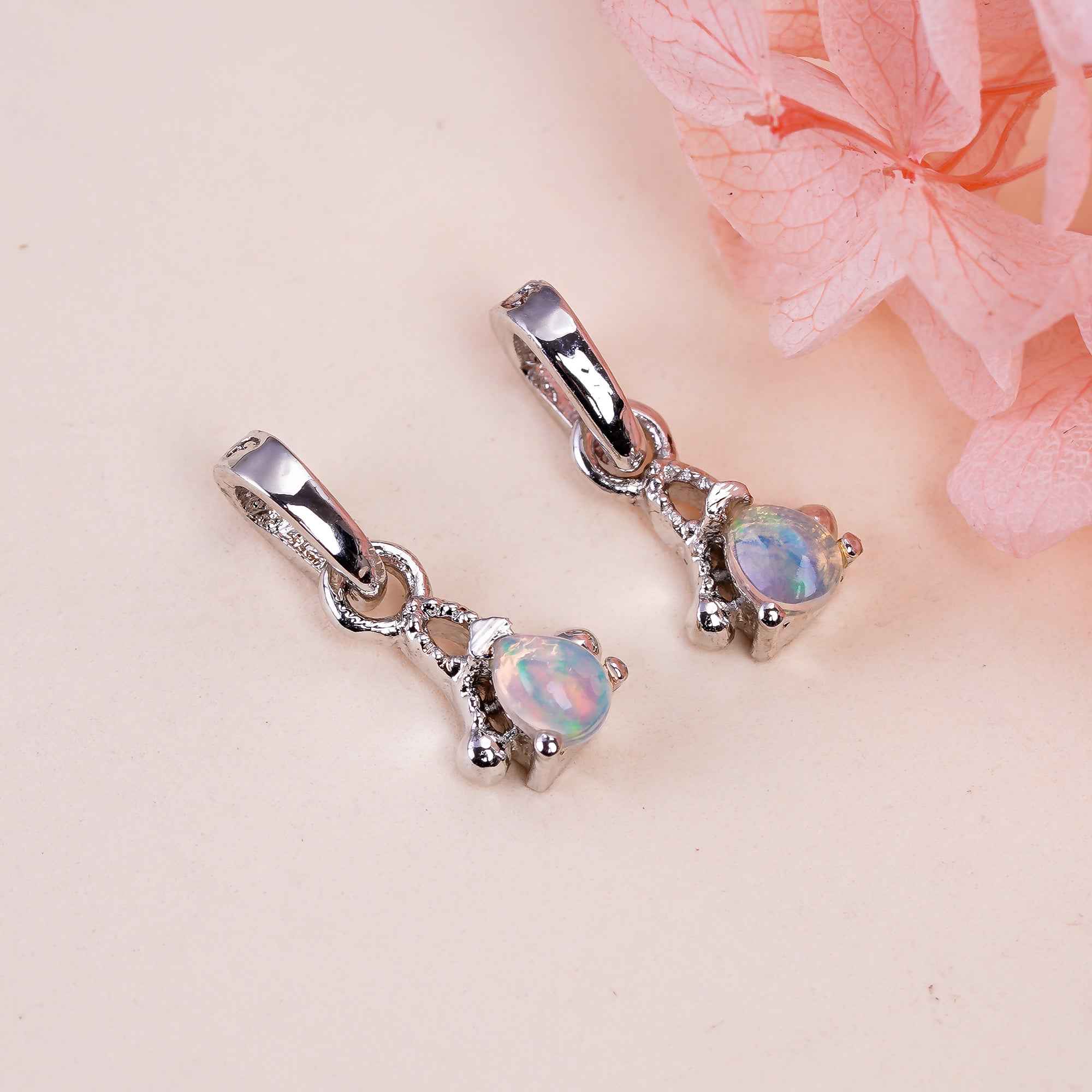 Natural Opal Pendant 3x4mm Pear Cabochon 925 Sterling Silver Necklace October Birthstone Handmade Jewelry Gift