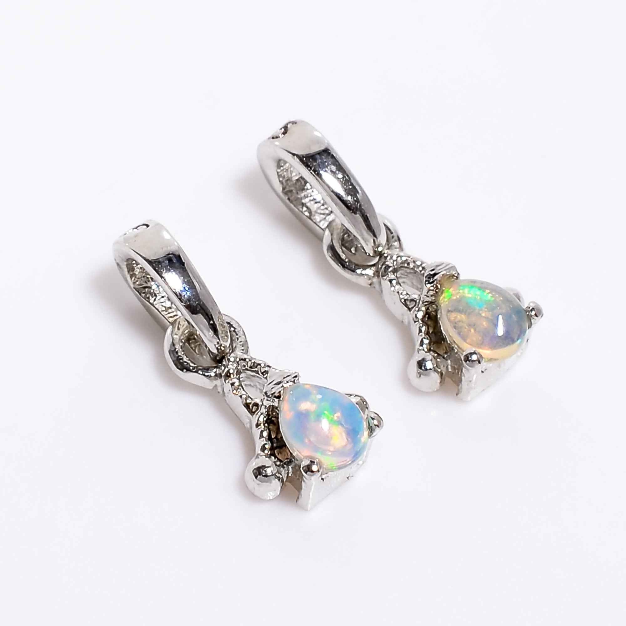 Natural Opal Pendant 3x4mm Pear Cabochon 925 Sterling Silver Necklace October Birthstone Handmade Jewelry Gift