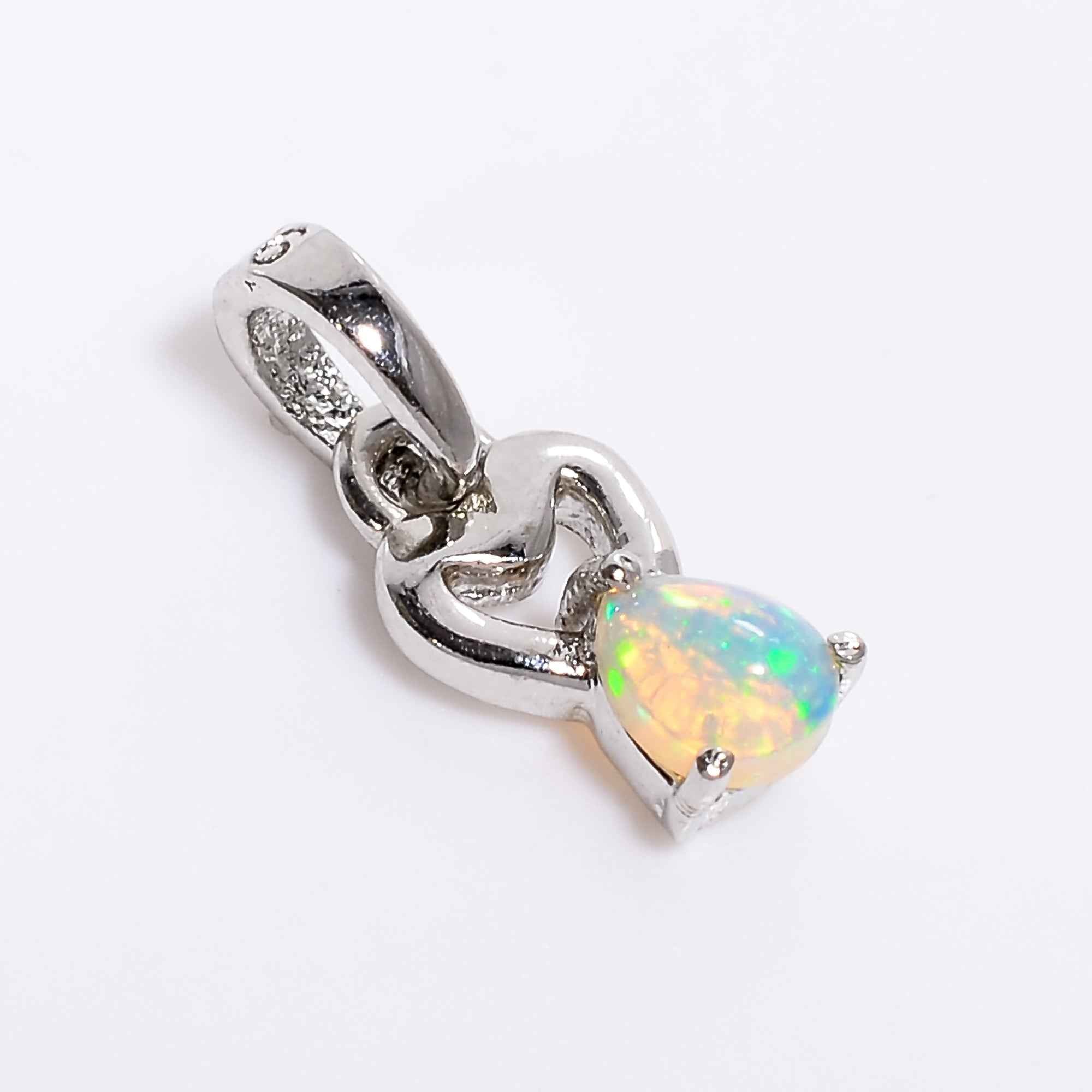 Natural Opal Solitaire Pendant 925 Sterling Silver 5x4mm Pear Gemstone Necklace Delicate Handmade Jewelry