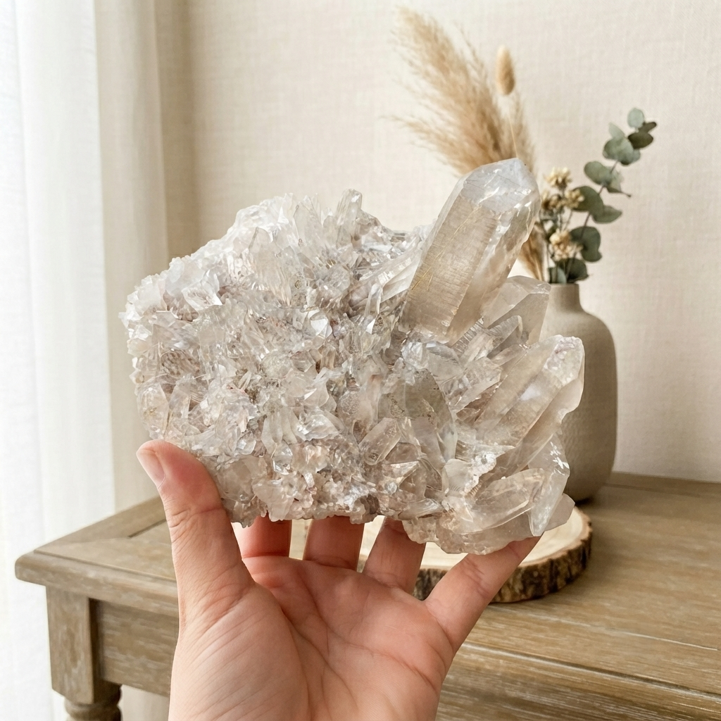 Pink Himalayan Quartz Collector Cluster Natural Raw Mineral Display