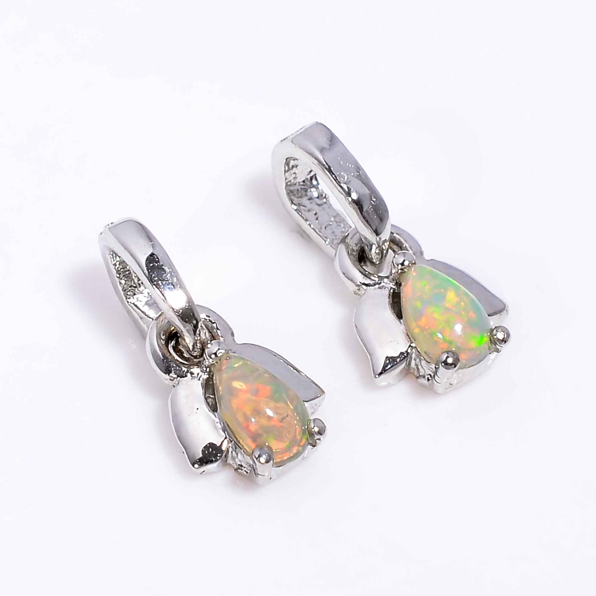 Natural Opal Drop Pendant 3x5mm Pear Cabochon Gemstone Necklace 925 Sterling Silver Handmade Fine Jewelry