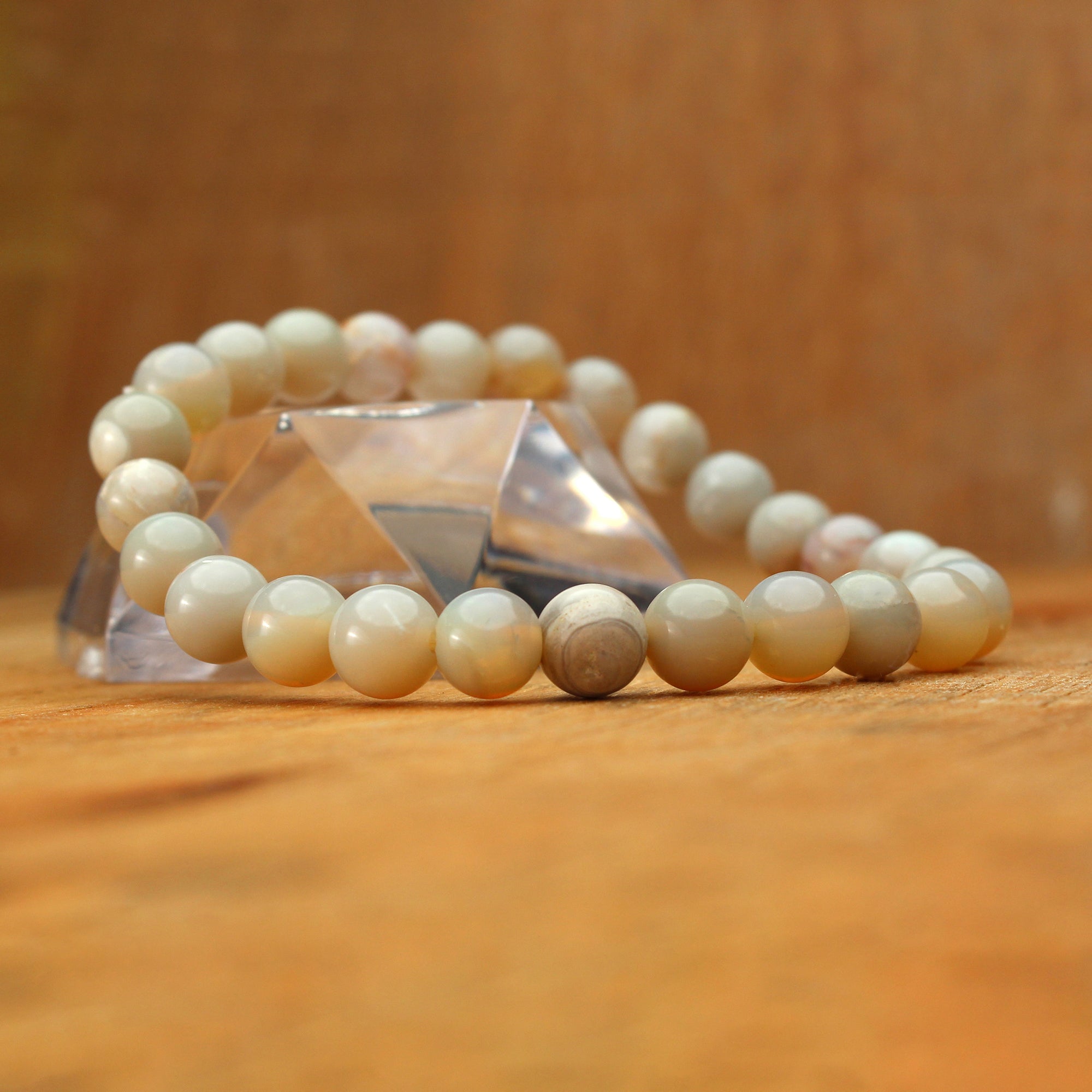 Graceful Australian Opal Bracelet Petite Round Gemstone Beads Handmade 69 Ct