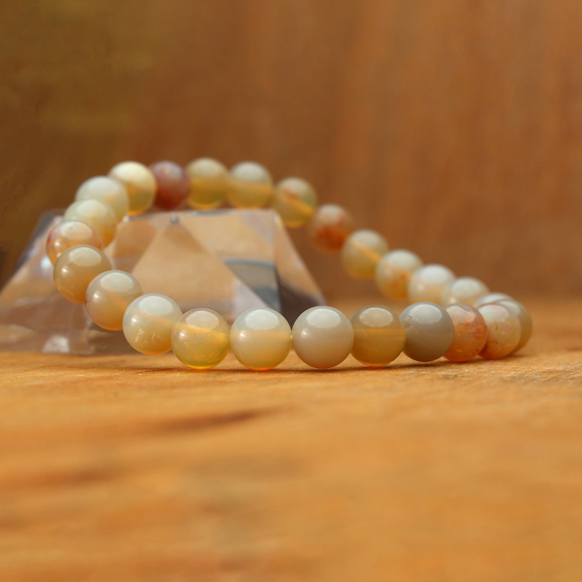 Elegant Australian Opal Bracelet Smooth Round Gemstone Beads Handmade 69 Ct