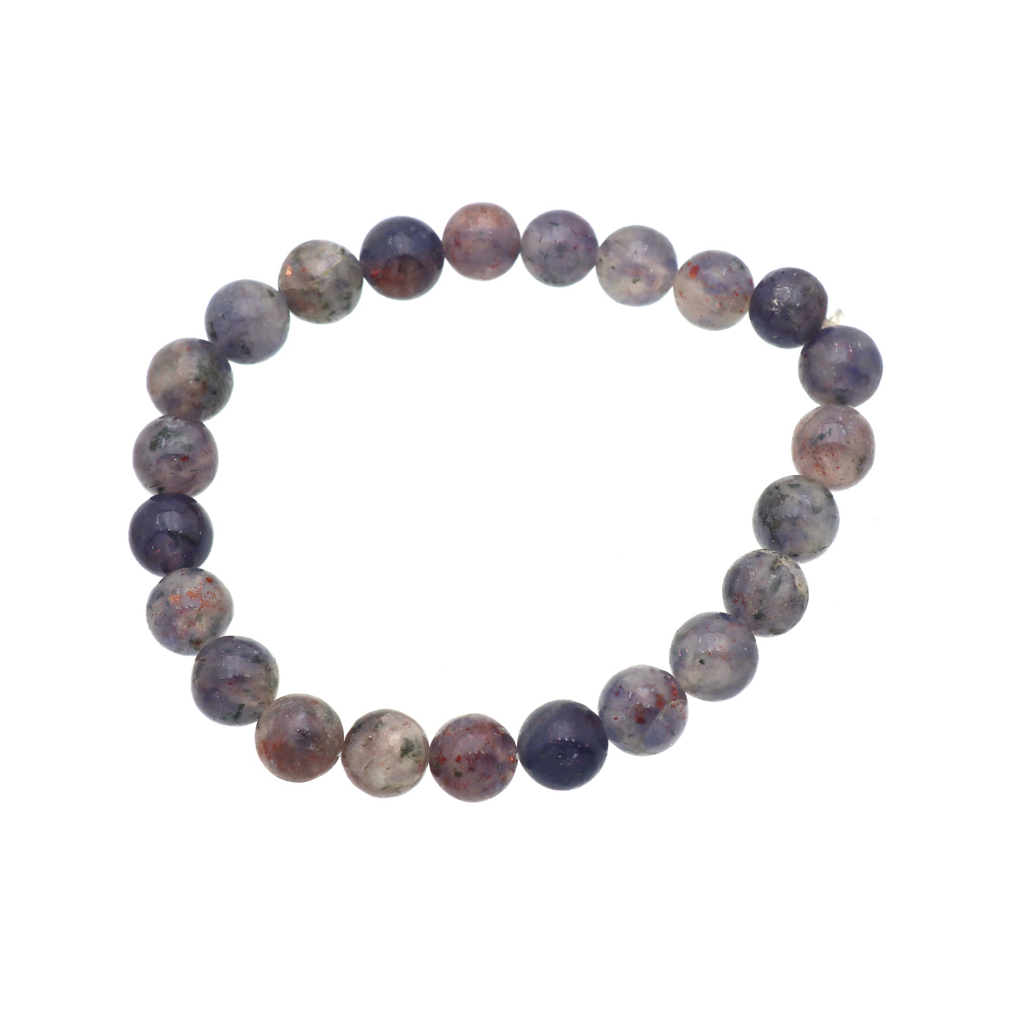 Natural Bloodshot Iolite Smooth Round Bead Bracelet Handmade Jewelry 81 Ct