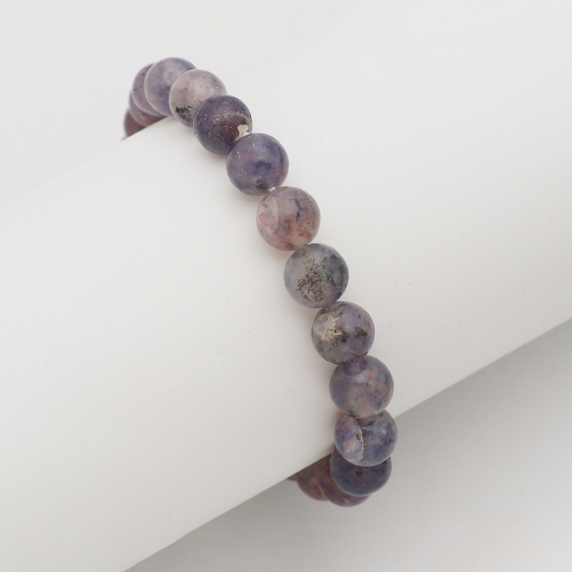 Natural Bloodshot Iolite Smooth Round Bead Bracelet Handmade Jewelry 81 Ct