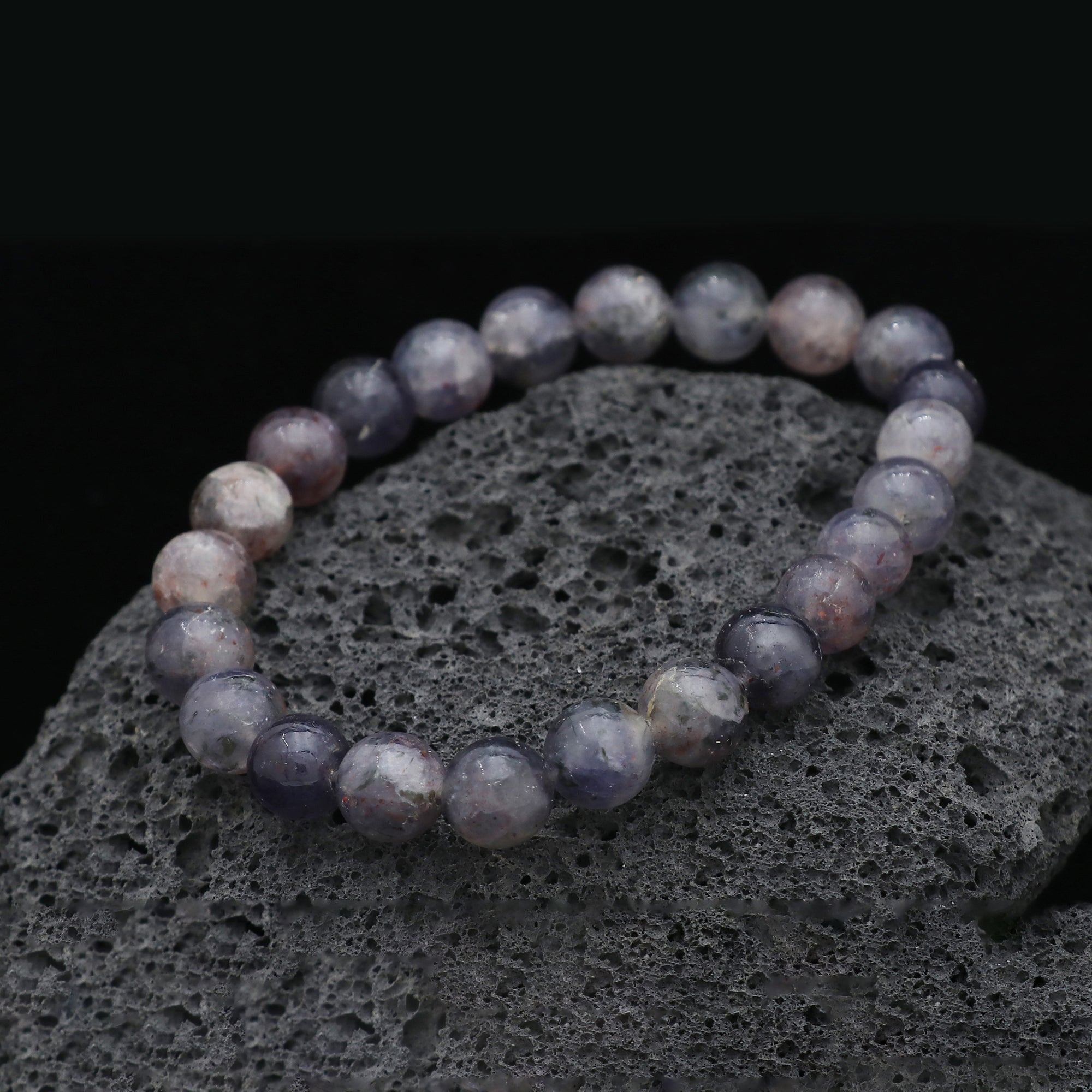 Natural Bloodshot Iolite Smooth Round Bead Bracelet Handmade Jewelry 81 Ct