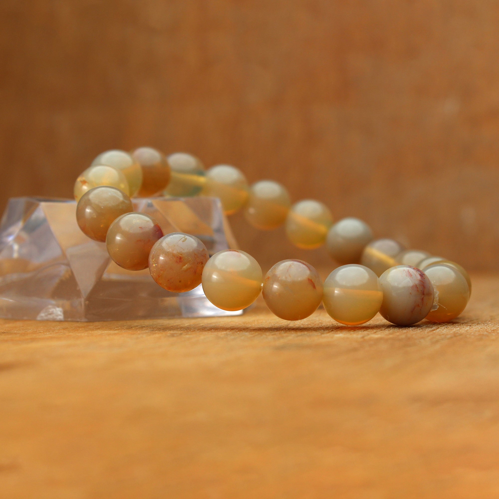 Smooth Australian Opal Bracelet Round Gemstone Beads Handmade Jewelry 101 Ct