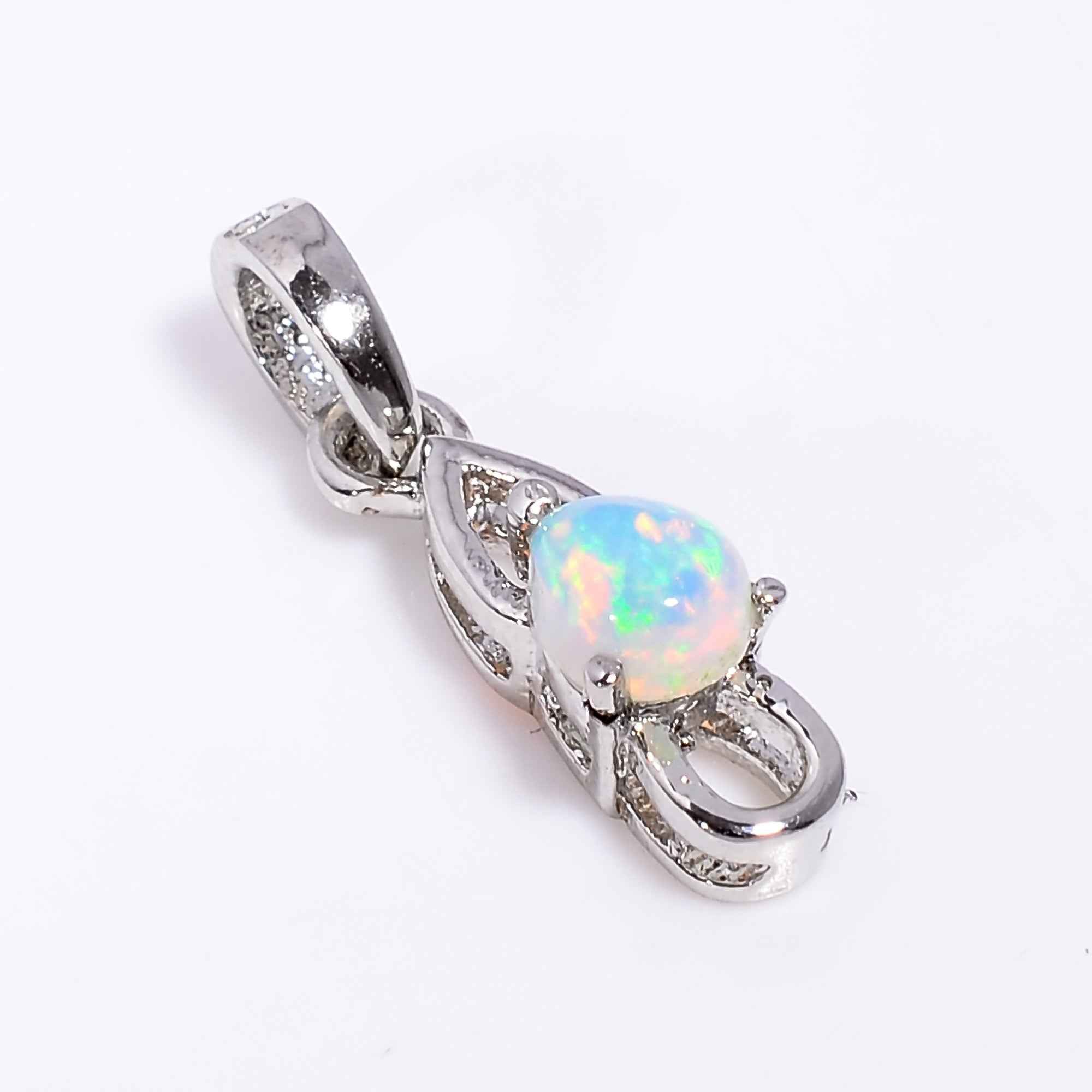 Fire Opal Teardrop Necklace 5x4mm Pear Cabochon Pendant in 925 Silver Artisan Gemstone Jewelry