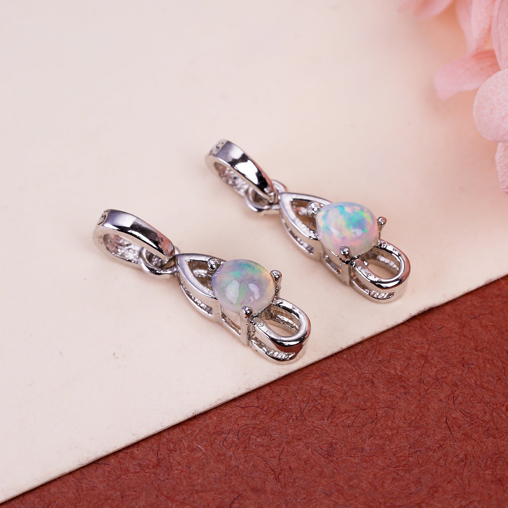 Fire Opal Teardrop Necklace 5x4mm Pear Cabochon Pendant in 925 Silver Artisan Gemstone Jewelry