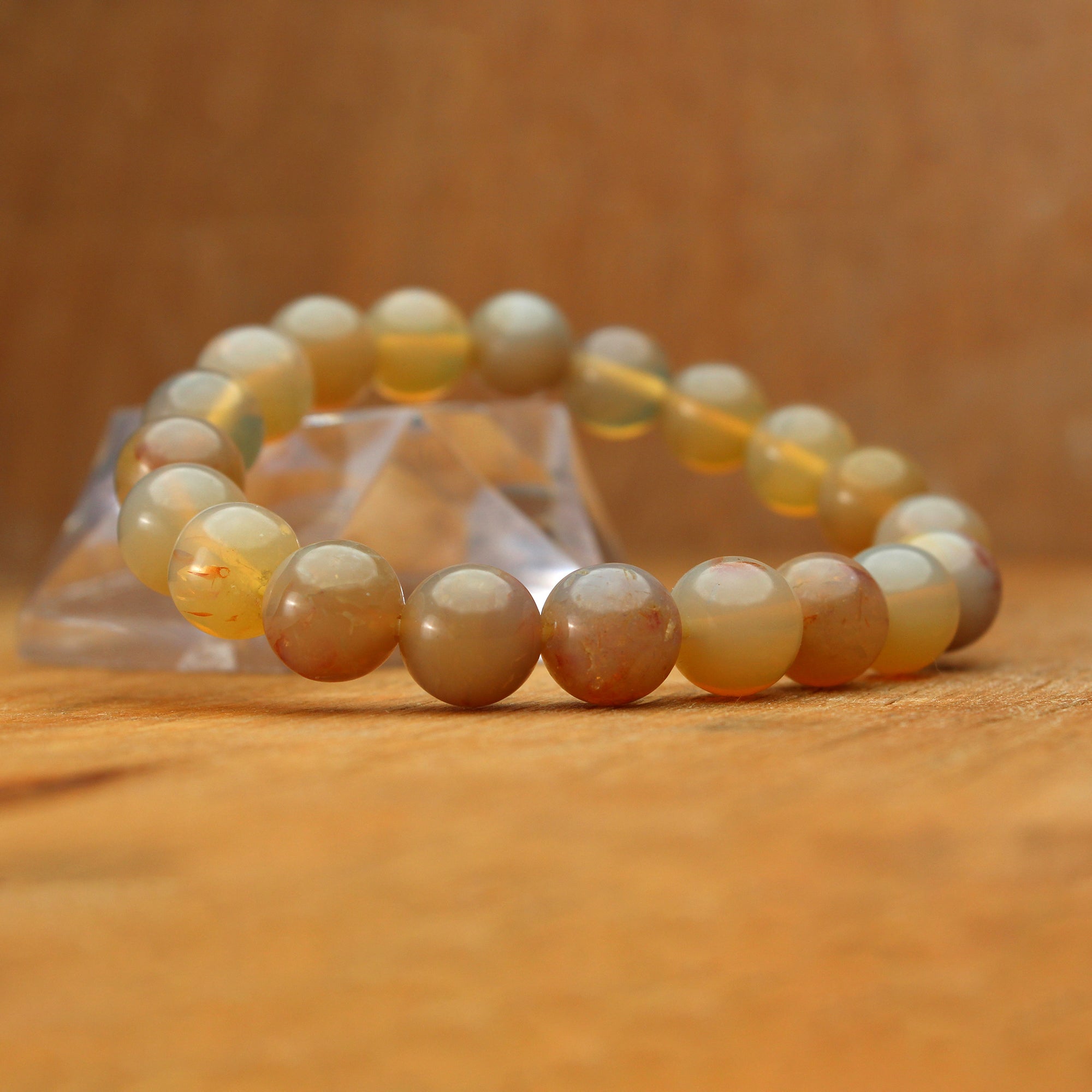 Smooth Australian Opal Bracelet Round Gemstone Beads Handmade Jewelry 101 Ct