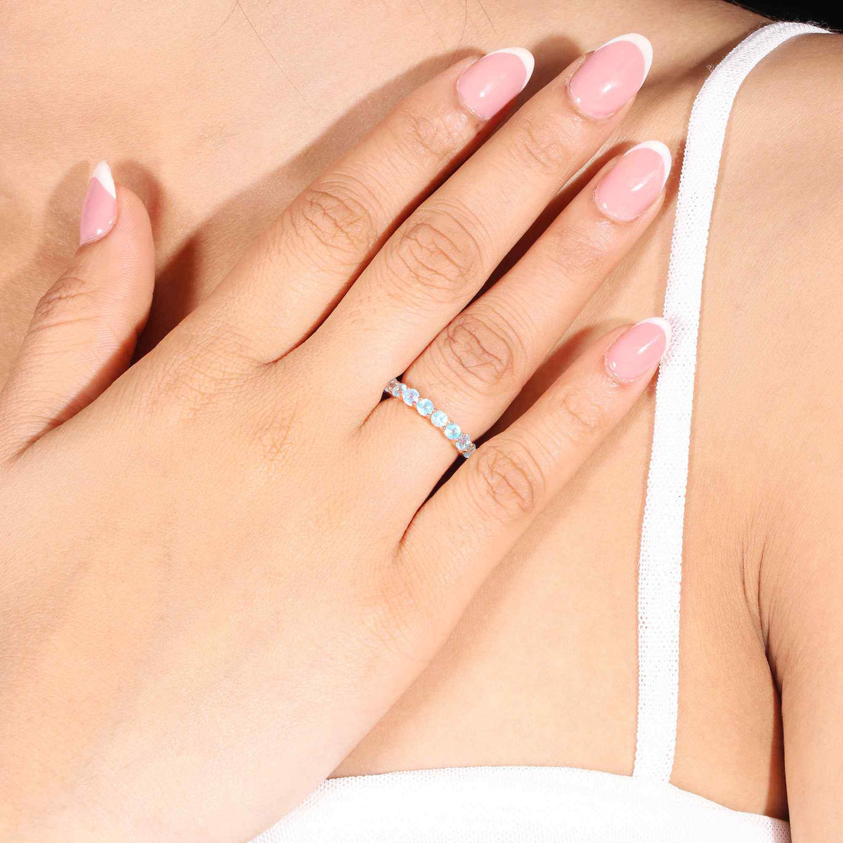 Natural Blue Apatite 3mm Round Cut Ring 925 Sterling Silver Handmade Solitaire Gemstone Ring