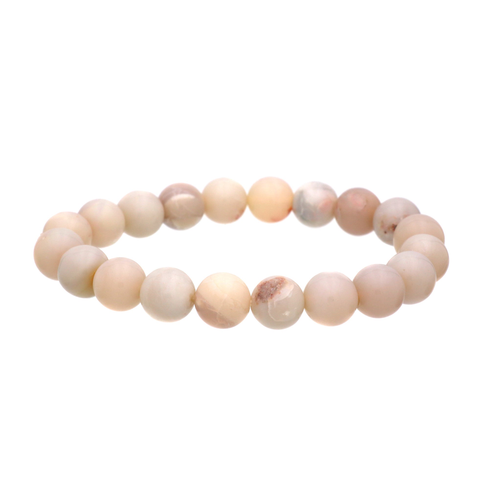 Natural Australian Opal Bracelet 101 Ct 9.6–9.9mm Round Beads Handmade Jewelry