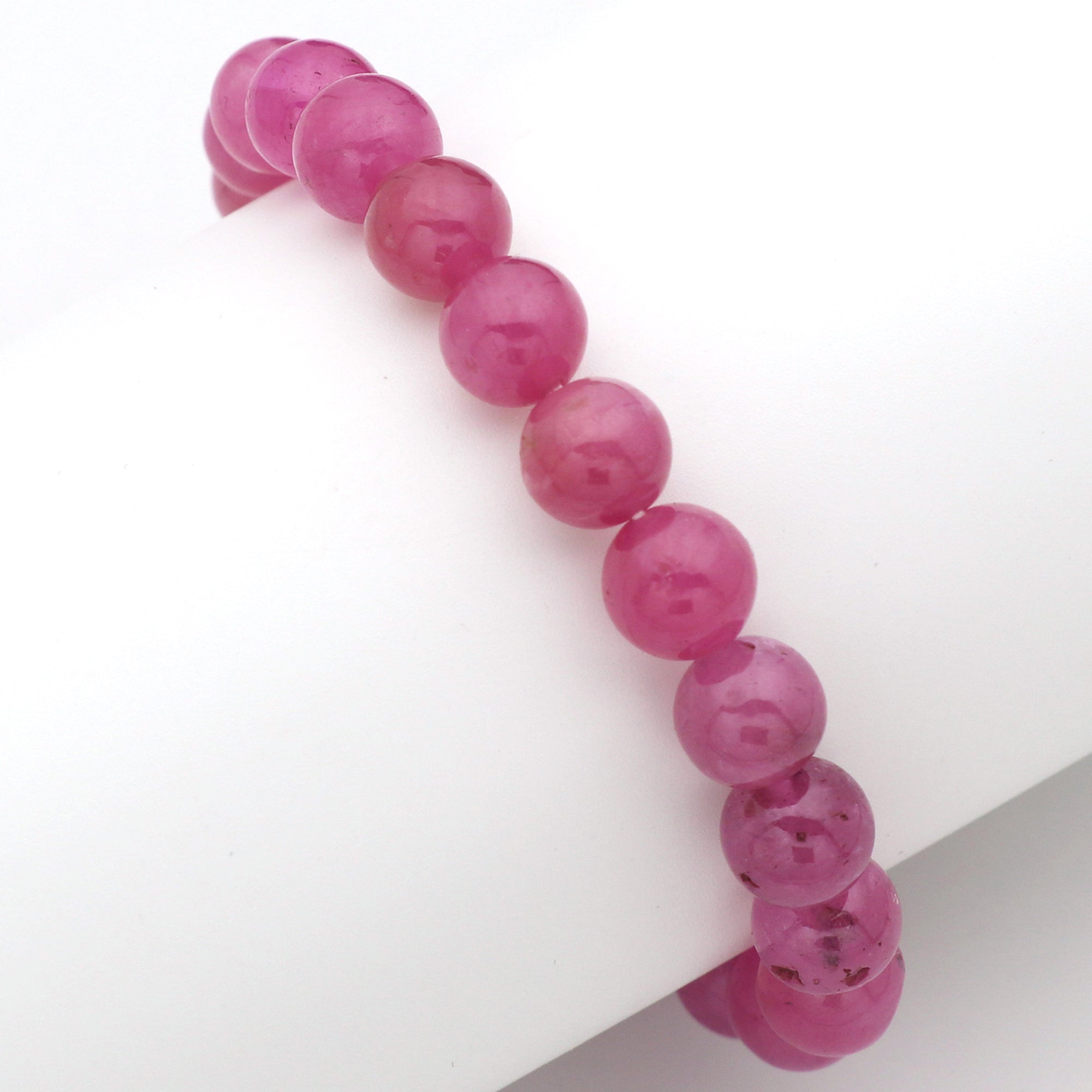 Natural Pink Sapphire Bracelet Round Plain Gemstone Beads Handmade 157 Ct