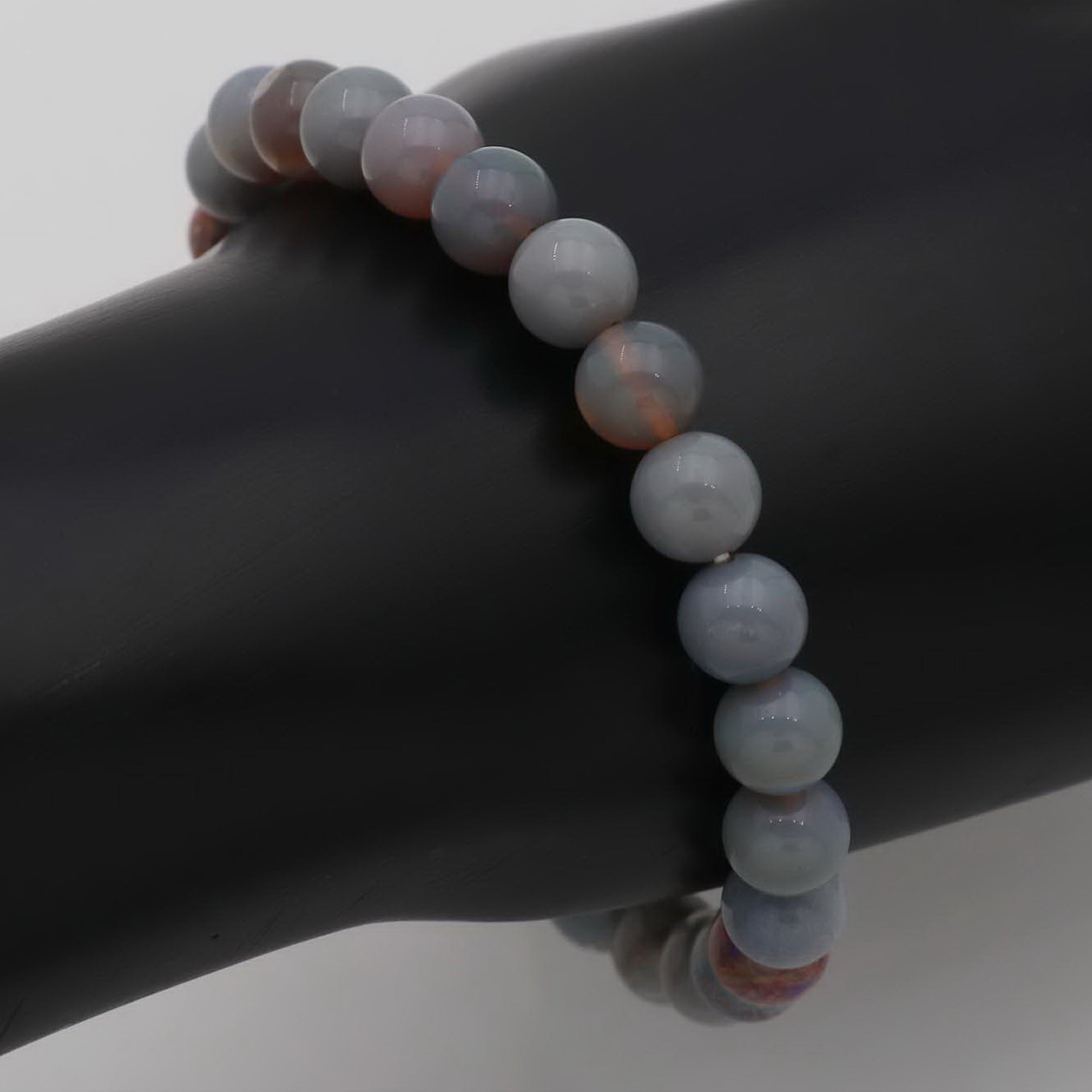 Australian Opal Bracelet 72 Ct Natural 7.9–9.6mm Round Beads Handmade Jewelry