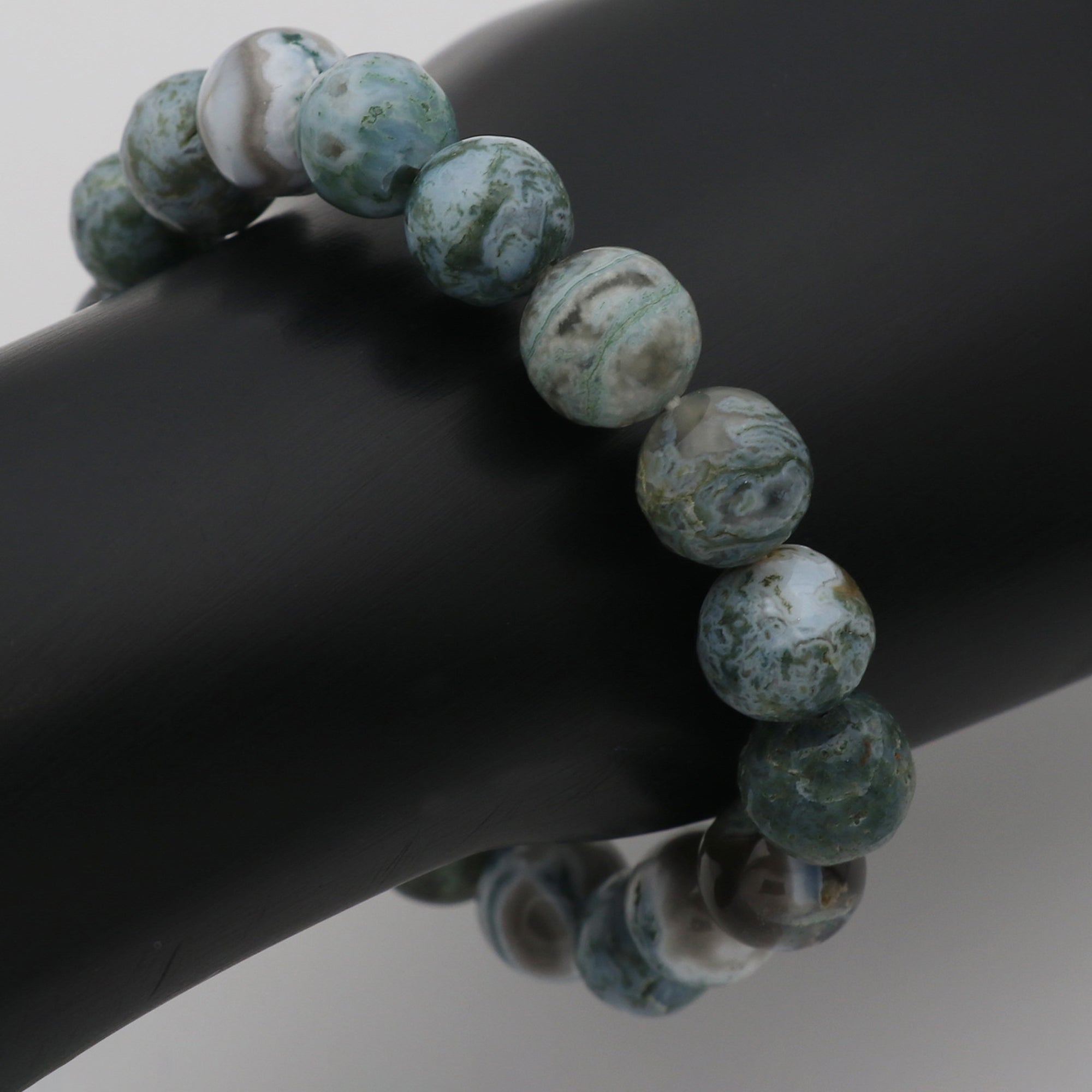 Natural Moss Green Opal Bracelet Round Plain Gemstone Beads Handmade 139 Ct