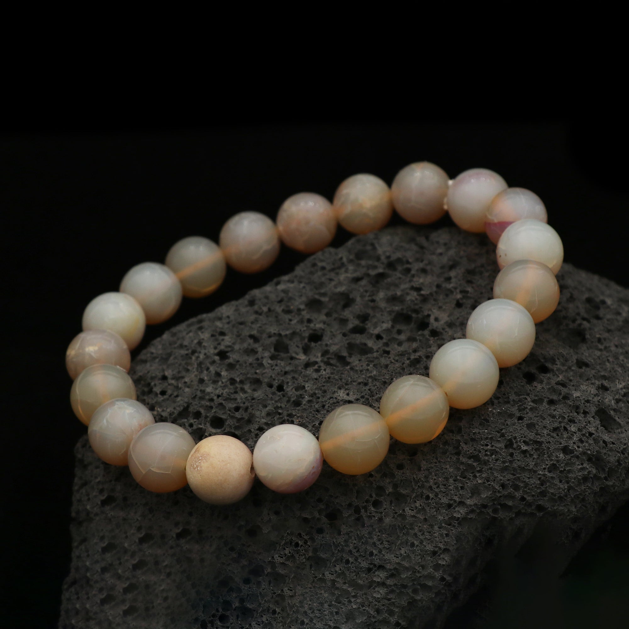 Refined Australian Opal Bracelet Natural Round Stone Beads Handmade 104 Ct
