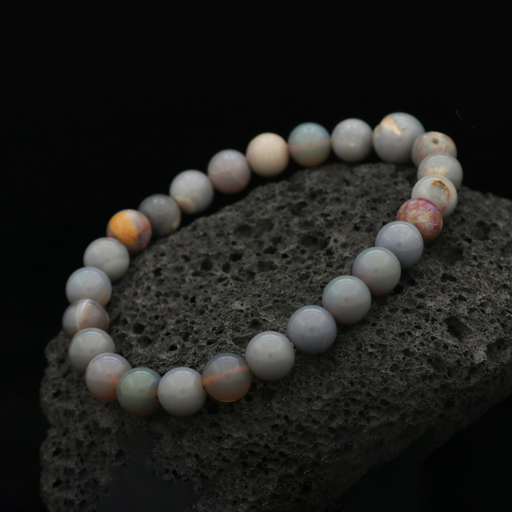 Australian Opal Bracelet 72 Ct Natural 7.9–9.6mm Round Beads Handmade Jewelry