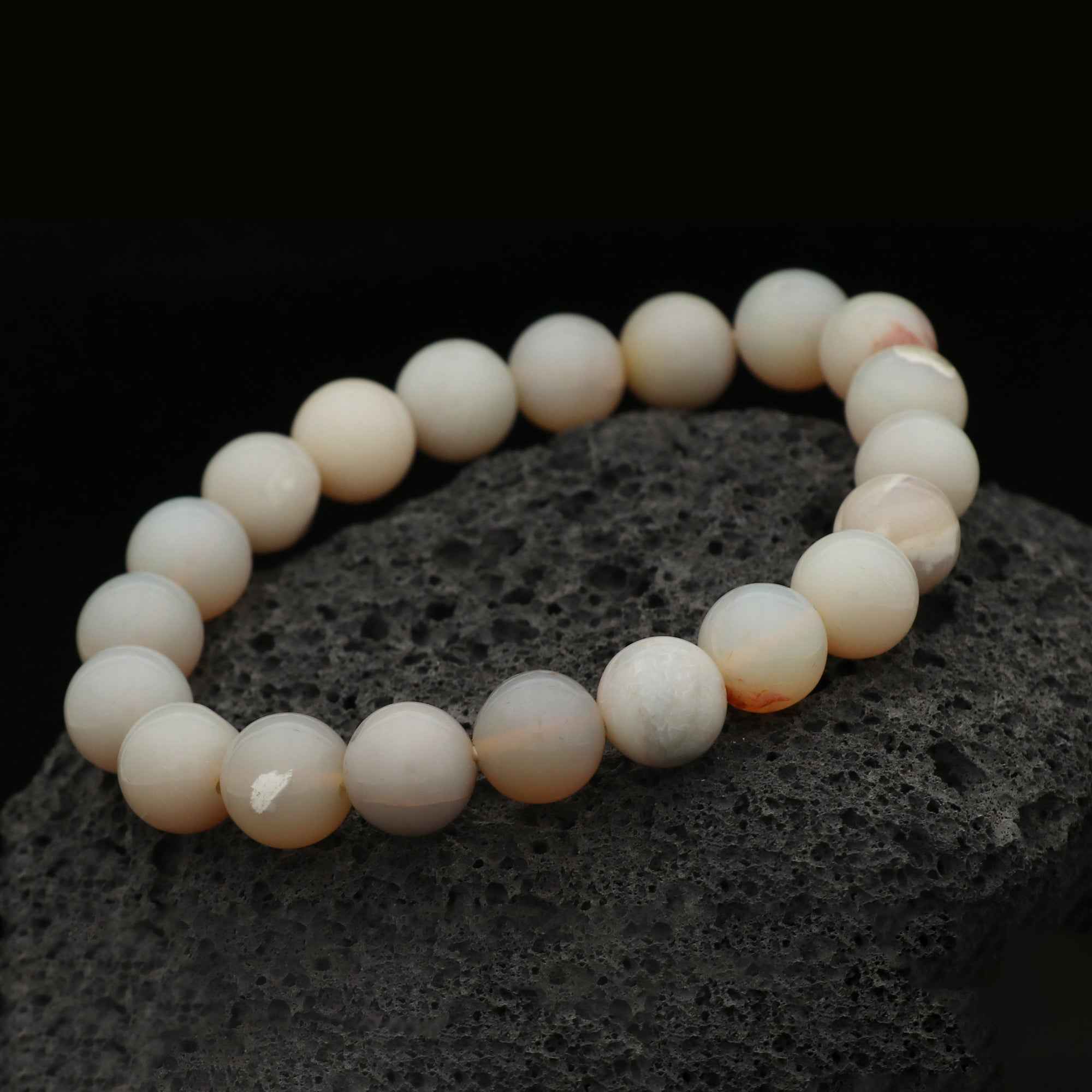 Natural Australian Opal Bracelet 101 Ct 9.6–9.9mm Round Beads Handmade Jewelry