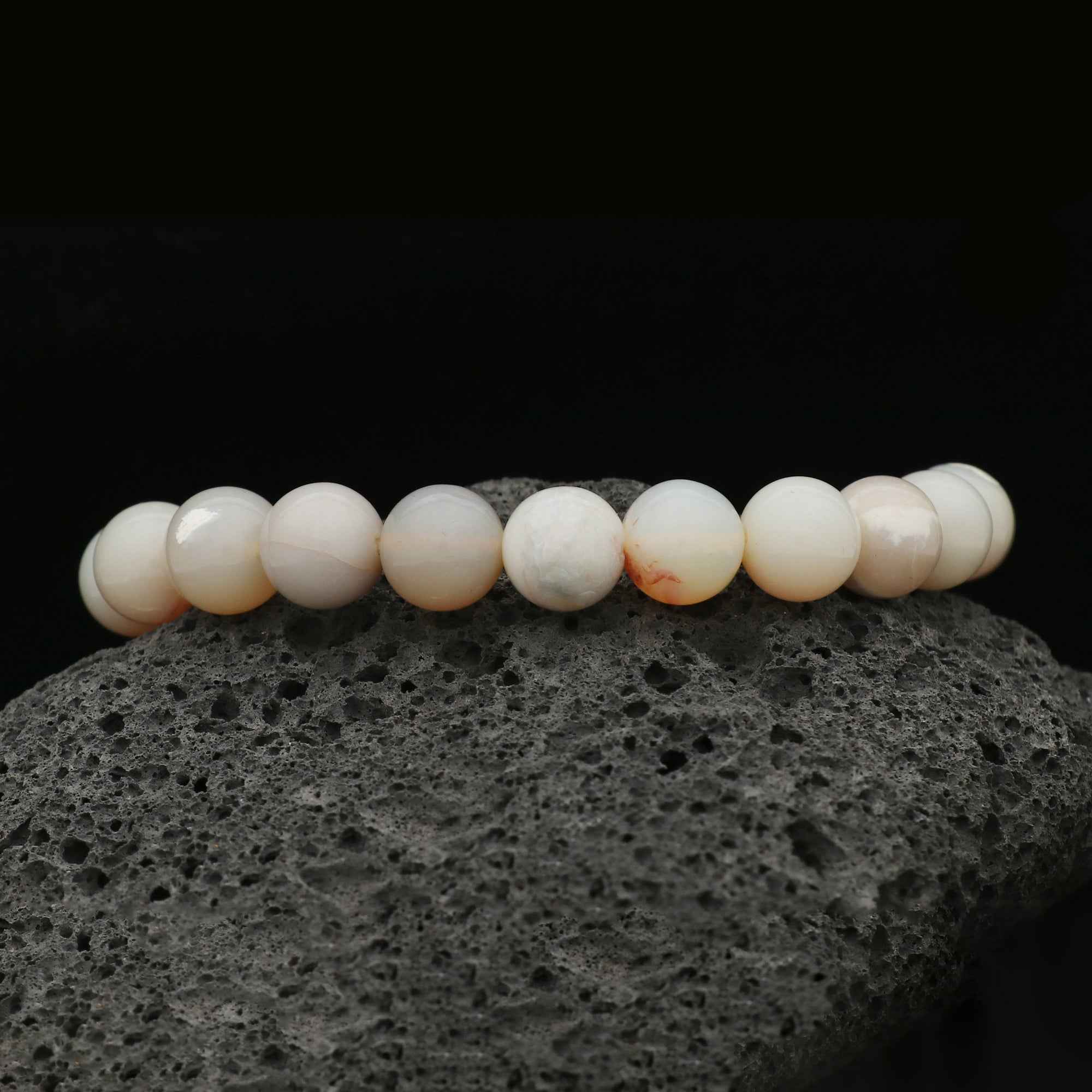 Natural Australian Opal Bracelet 101 Ct 9.6–9.9mm Round Beads Handmade Jewelry