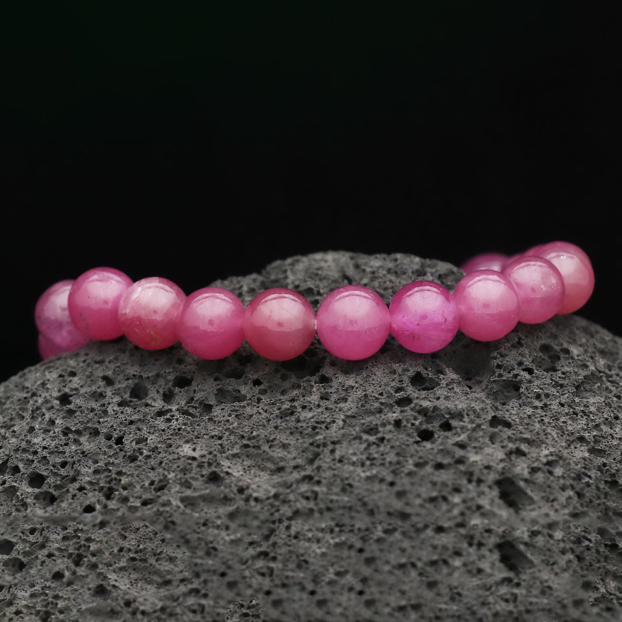 Natural Pink Sapphire Bracelet Round Plain Gemstone Beads Handmade 157 Ct