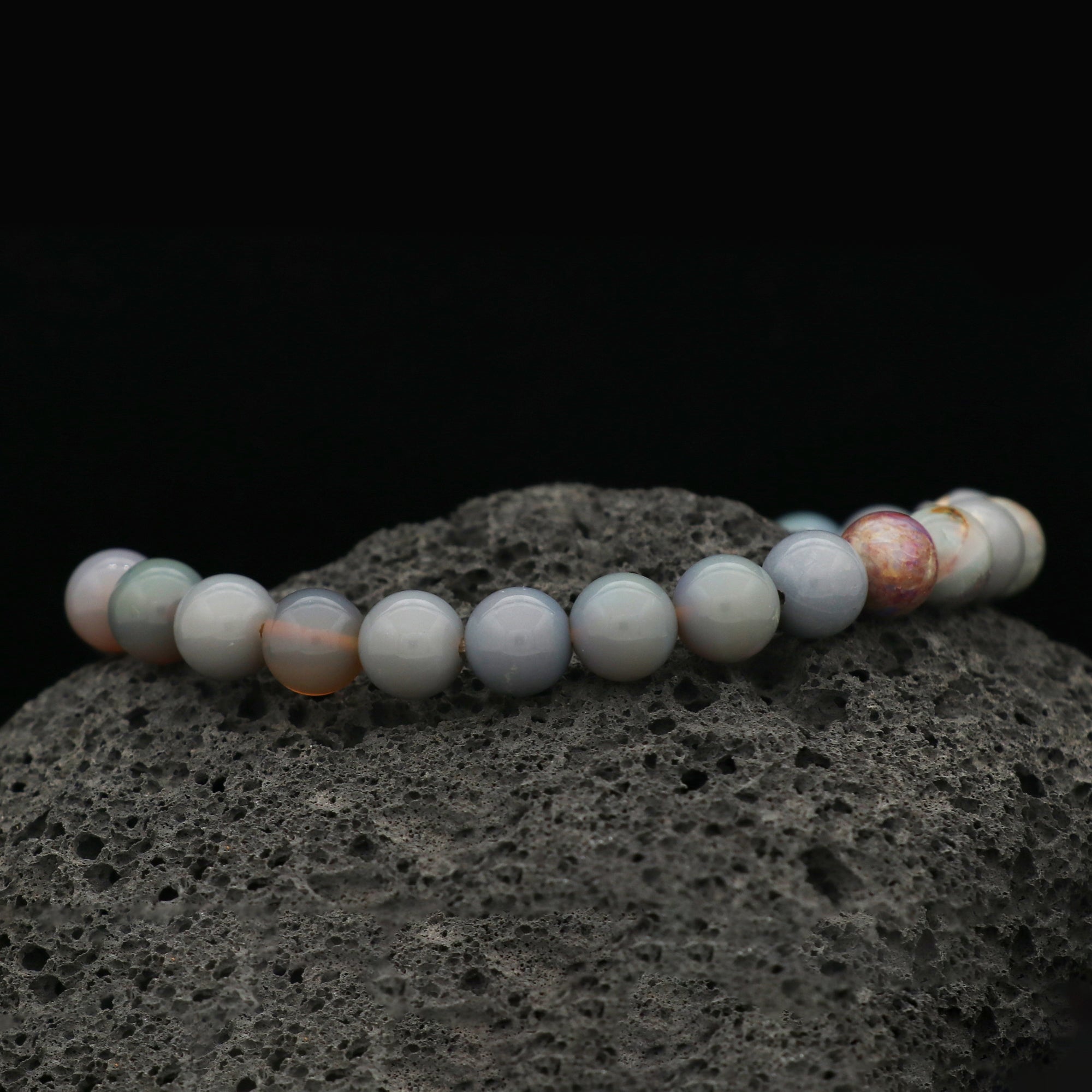 Australian Opal Bracelet 72 Ct Natural 7.9–9.6mm Round Beads Handmade Jewelry