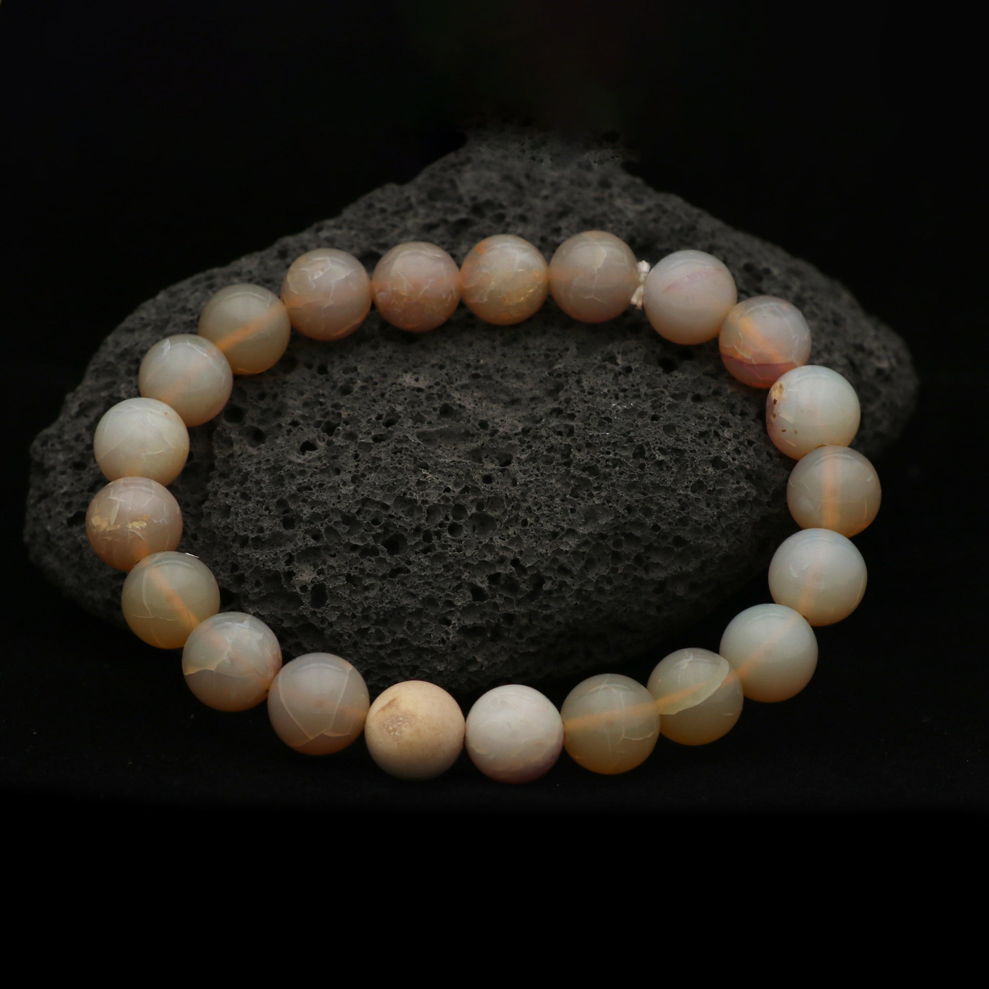 Refined Australian Opal Bracelet Natural Round Stone Beads Handmade 104 Ct