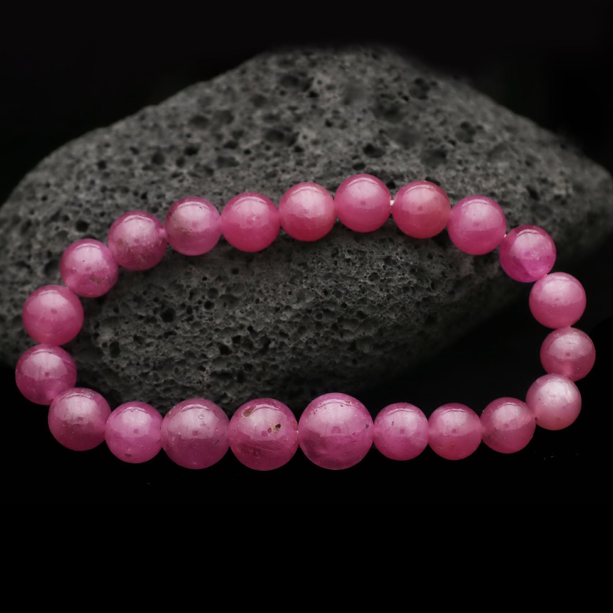 Natural Pink Sapphire Bracelet Round Plain Gemstone Beads Handmade 157 Ct
