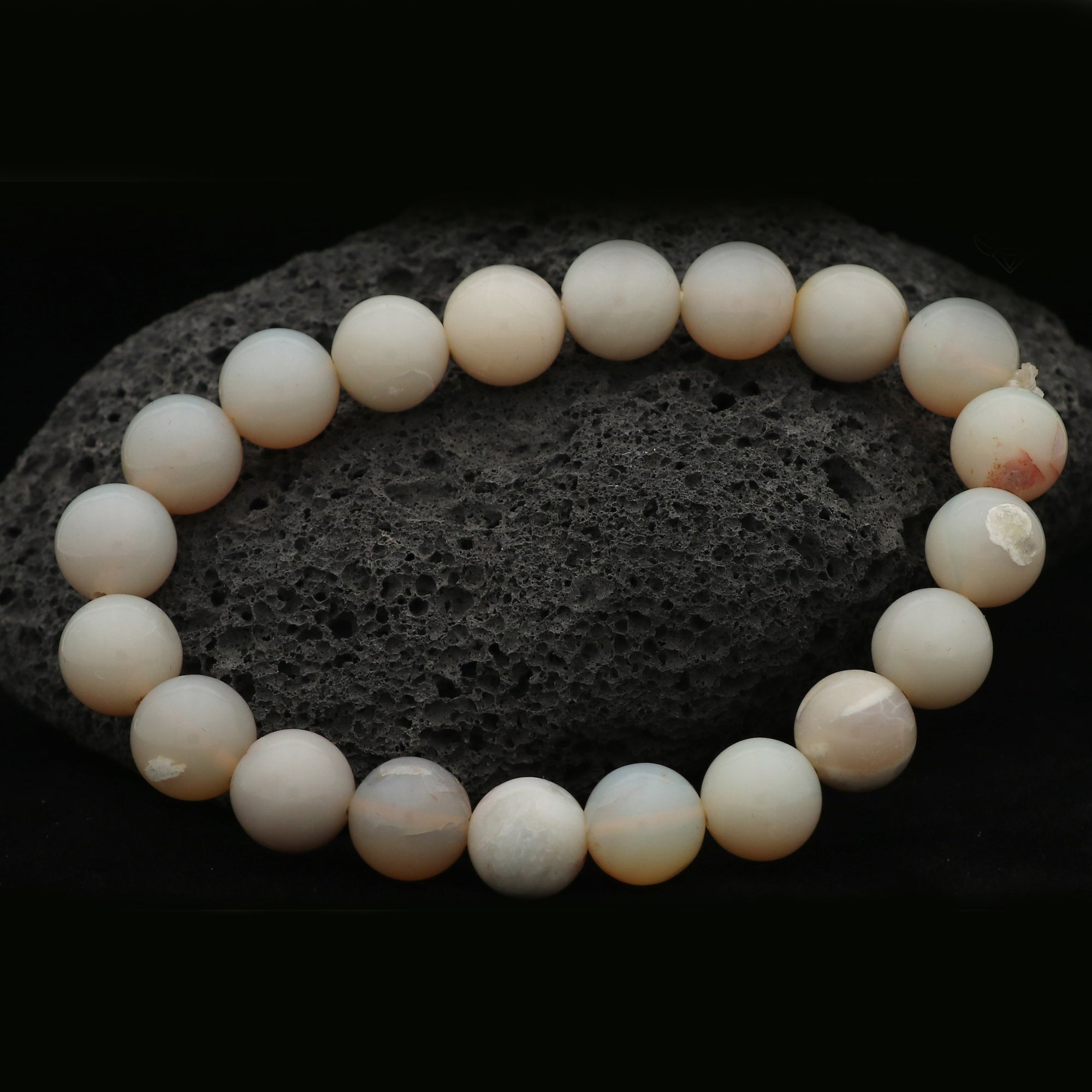 Natural Australian Opal Bracelet 101 Ct 9.6–9.9mm Round Beads Handmade Jewelry