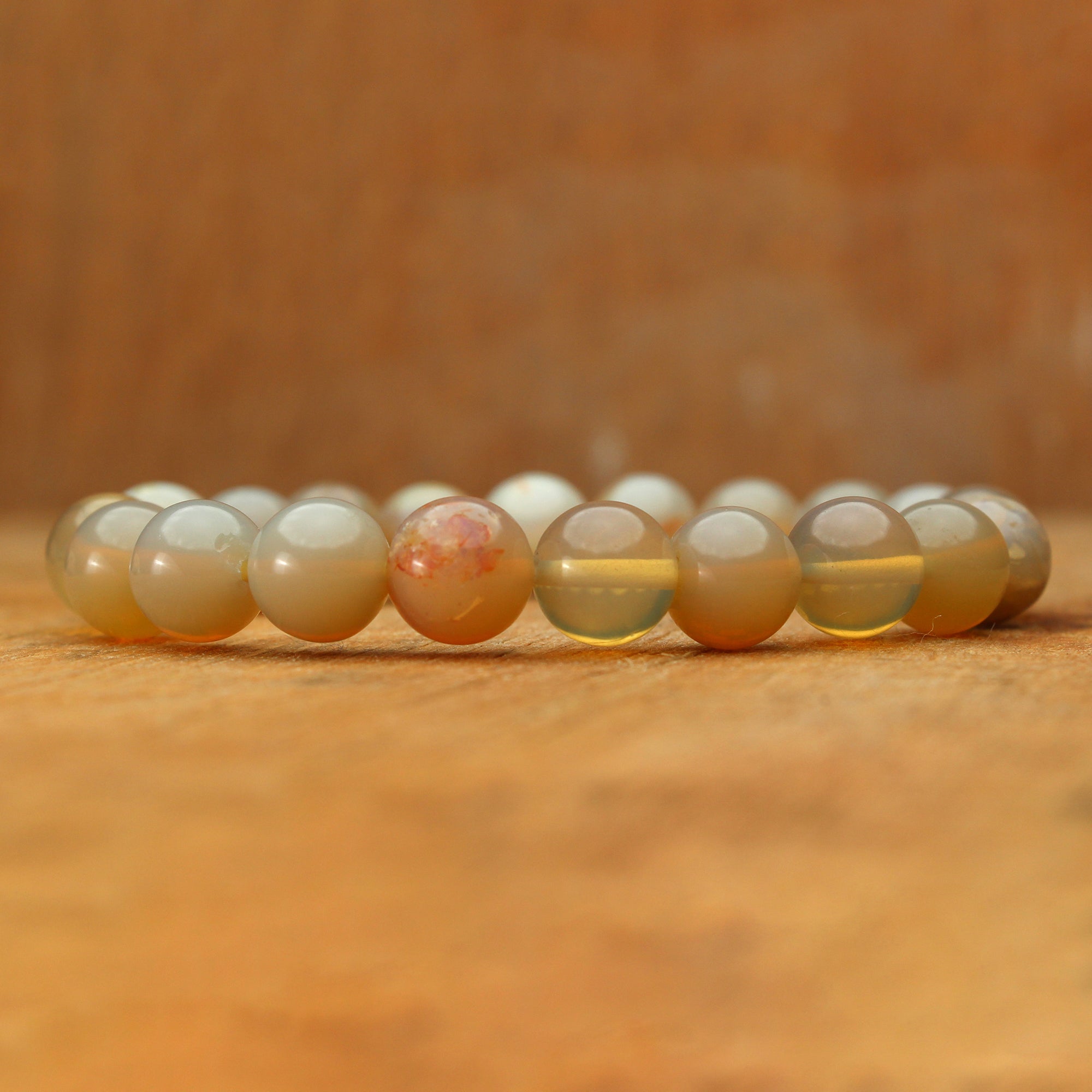 Classic Australian Opal Bracelet Polished Round Gem Beads Handcrafted 102 Ct